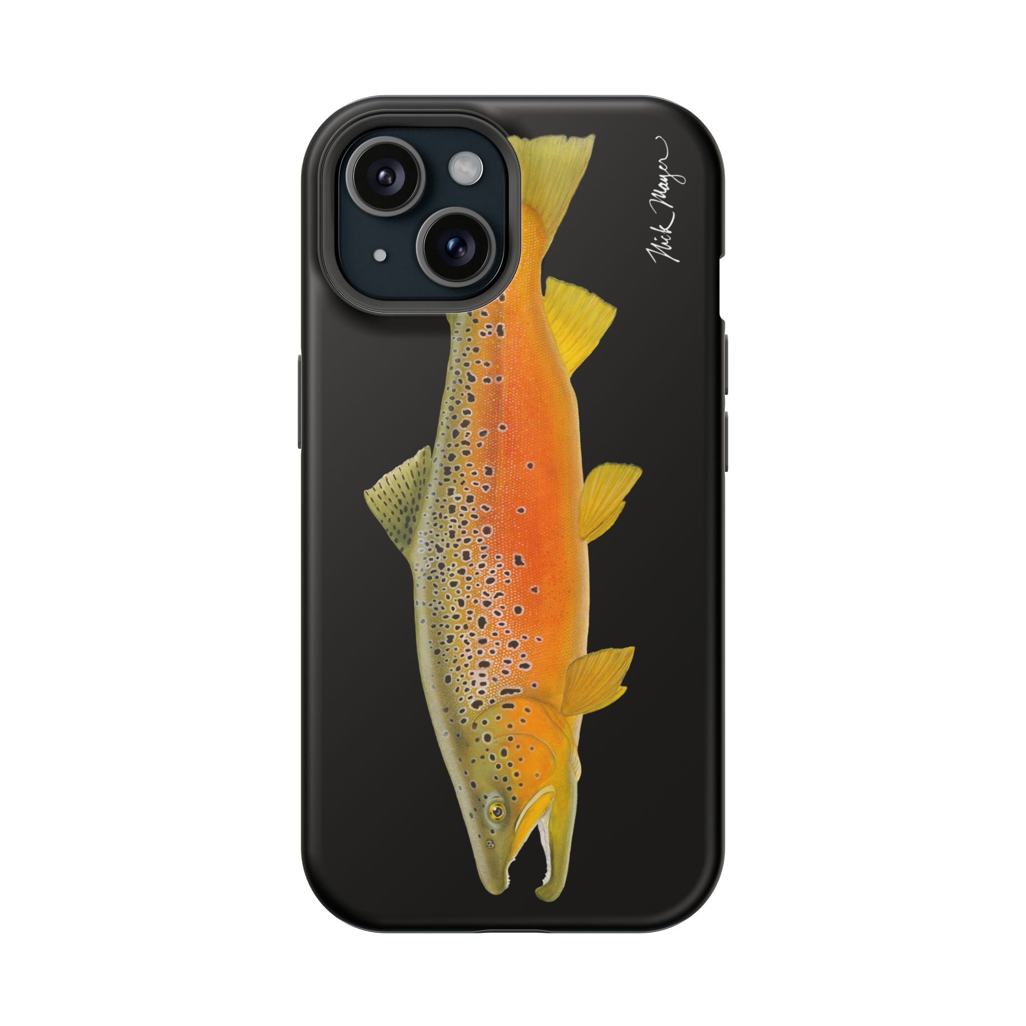 Brown Trout 2 Black MagSafe iPhone Case, NEW for Holiday 2025!