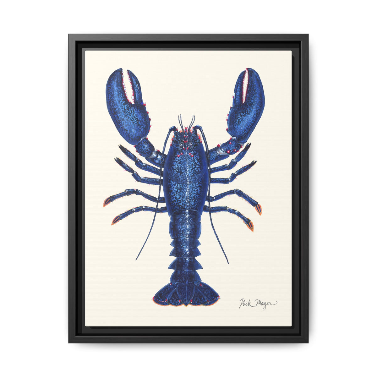 Blue Lobster II Framed Canvas Print Printify