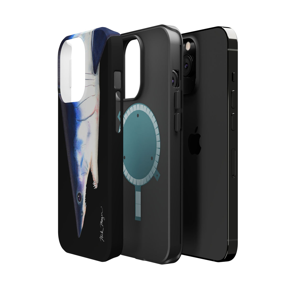 Mako Shark Face MagSafe Black iPhone Case Printify