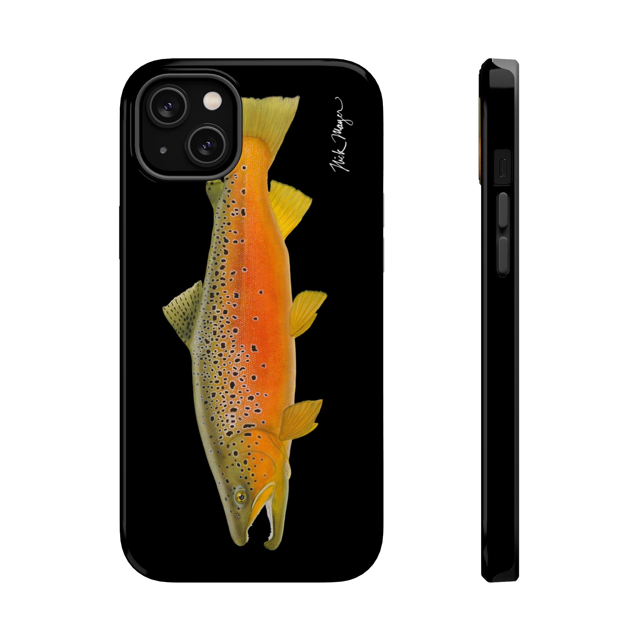 Brown Trout 2 Black MagSafe iPhone Case, NEW for Holiday 2025!