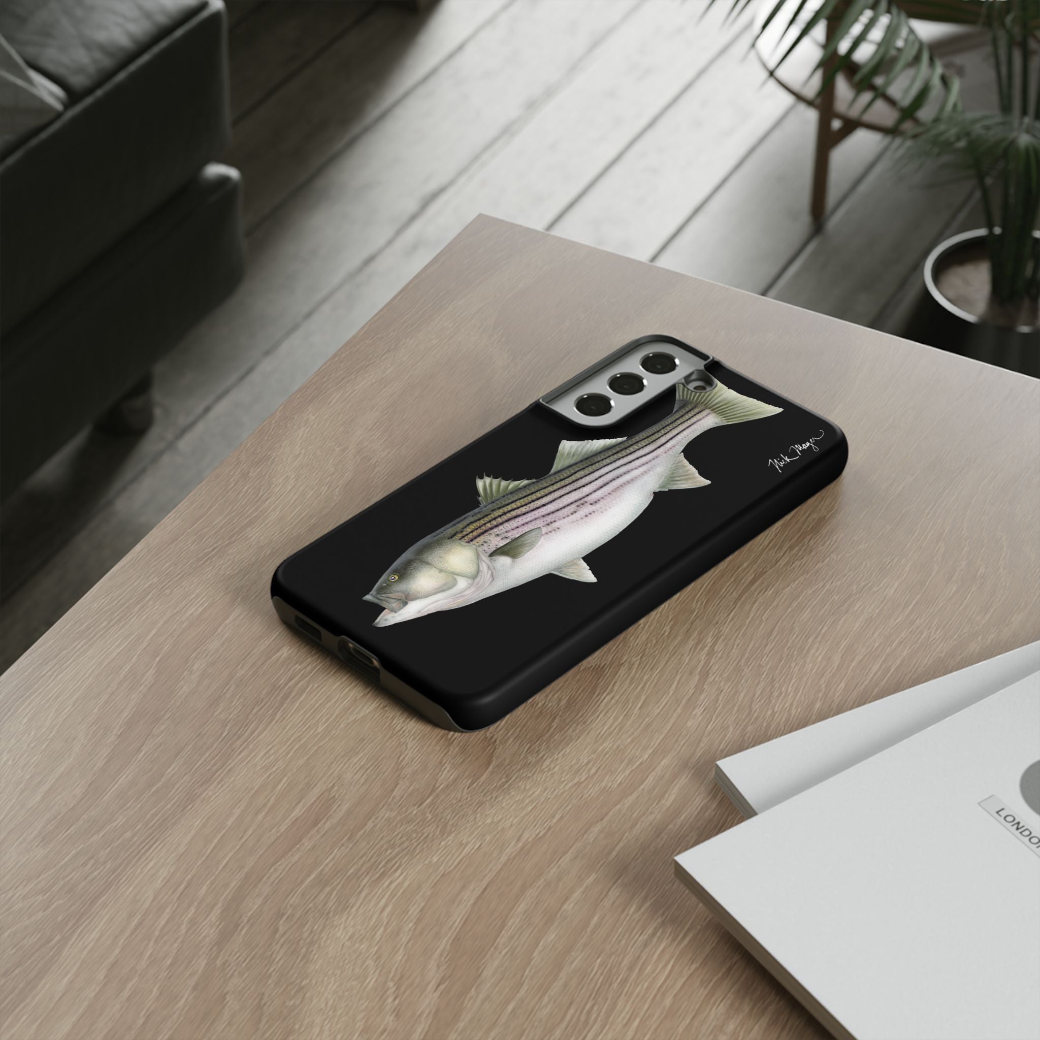 30 lb Striper Black Phone Case (Samsung) Printify