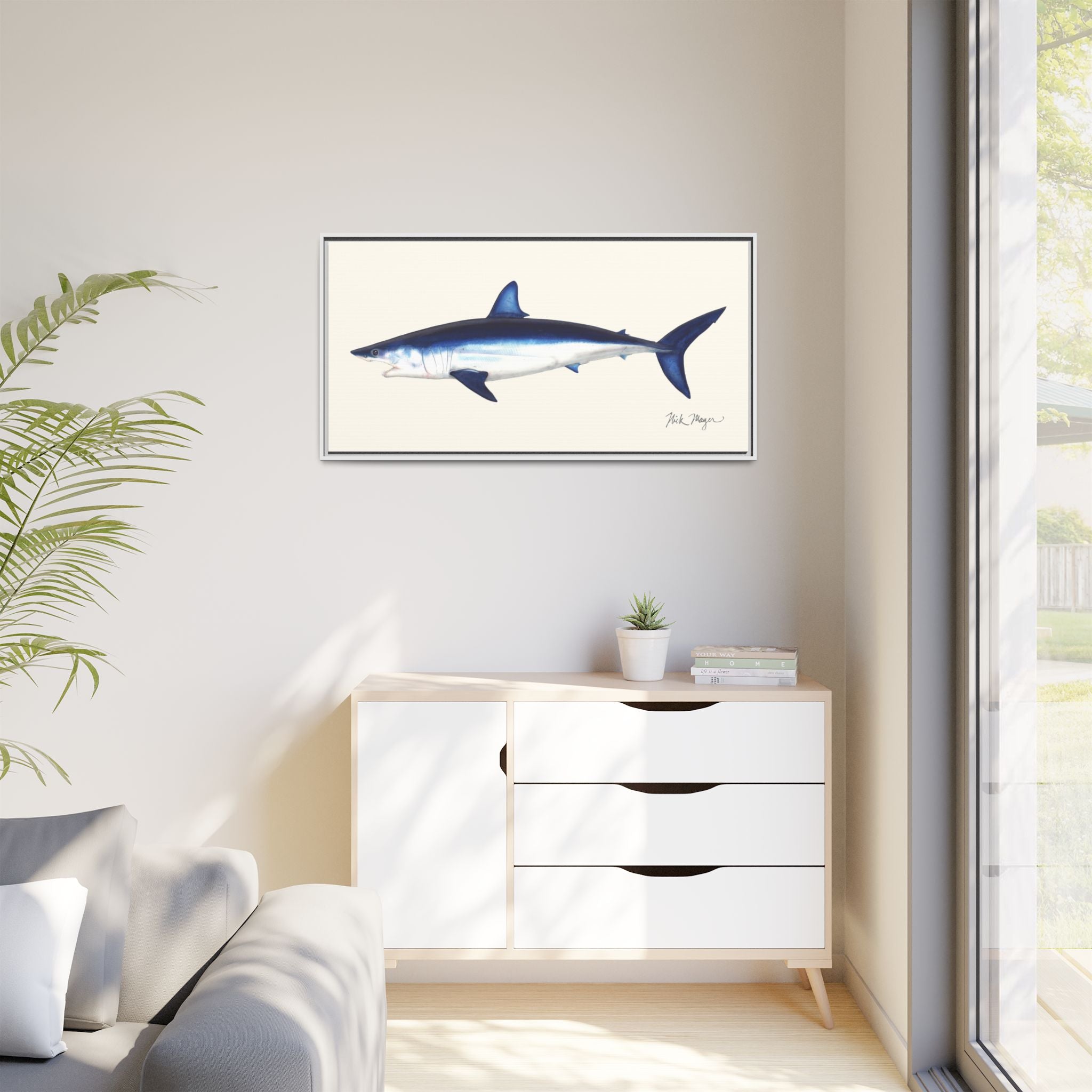 Mako Shark Framed Canvas Print Printify