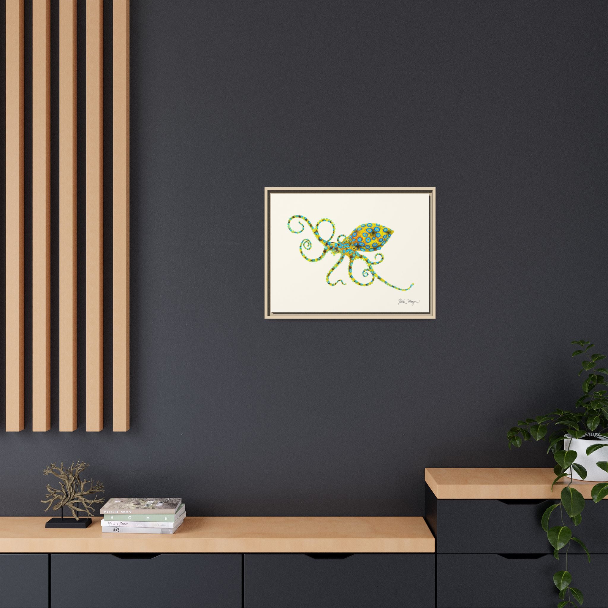 Blue Ringed Octopus Framed Canvas Print Printify