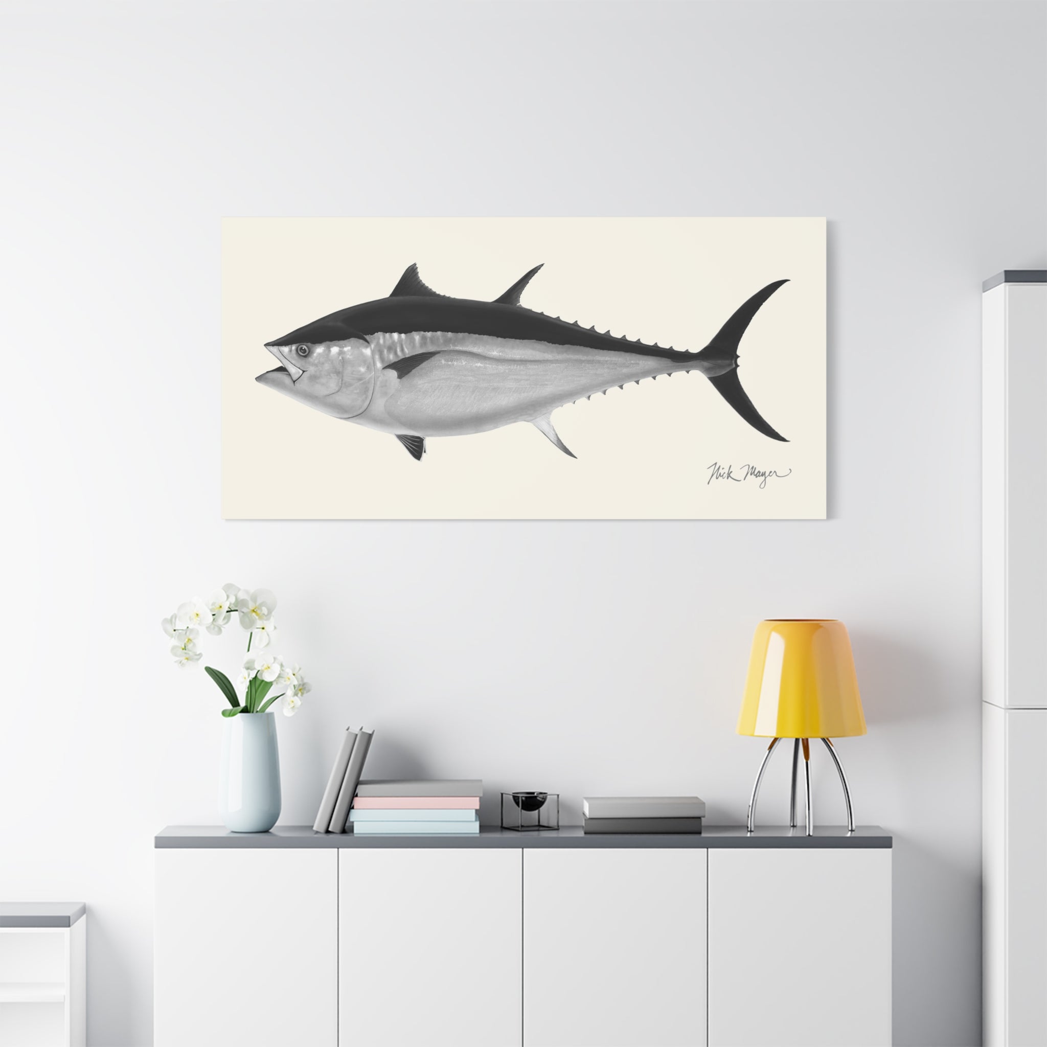 Black and White Giant Bluefin Tuna II Canvas Print