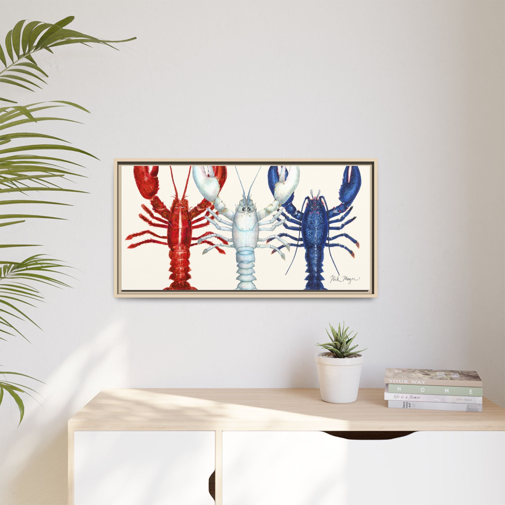 American Lobsters Trio Framed Canvas Print Printify