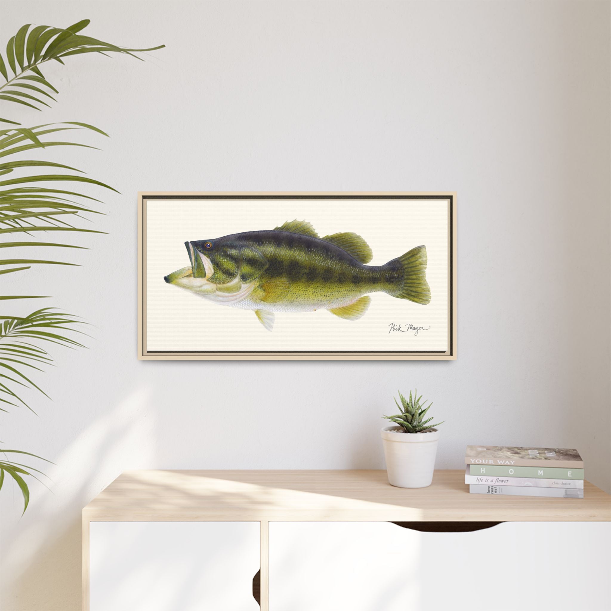 Largemouth Bass I Framed Canvas Print Printify
