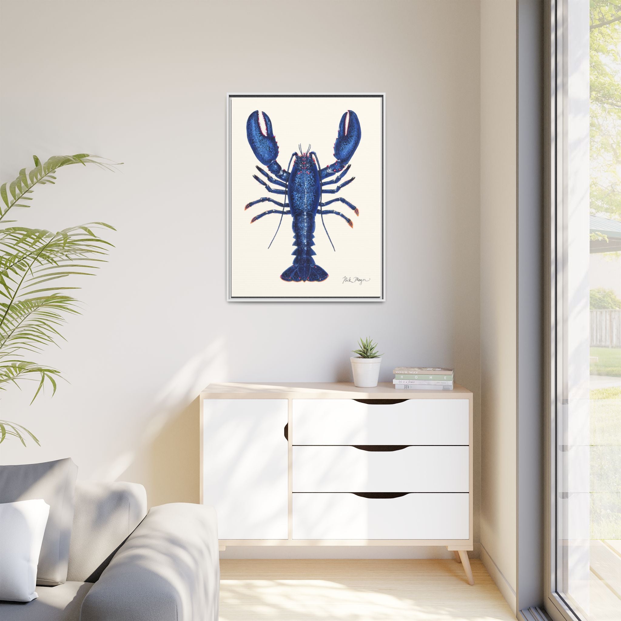 Blue Lobster II Framed Canvas Print
