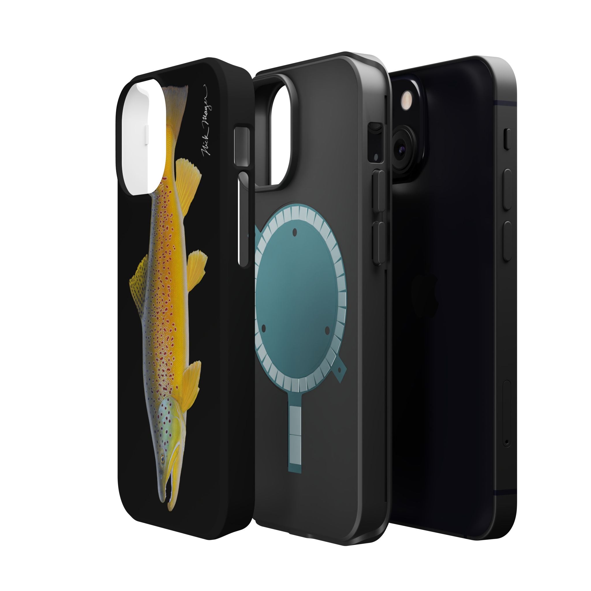 Brown Trout 3 Black MagSafe iPhone Case