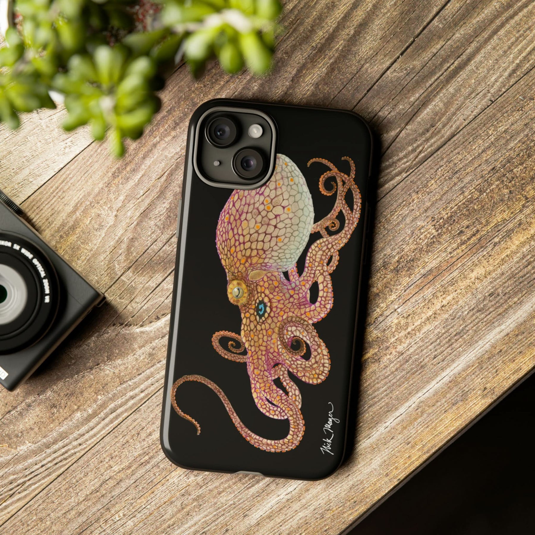Two Spot Octopus Black iPhone 15 Case