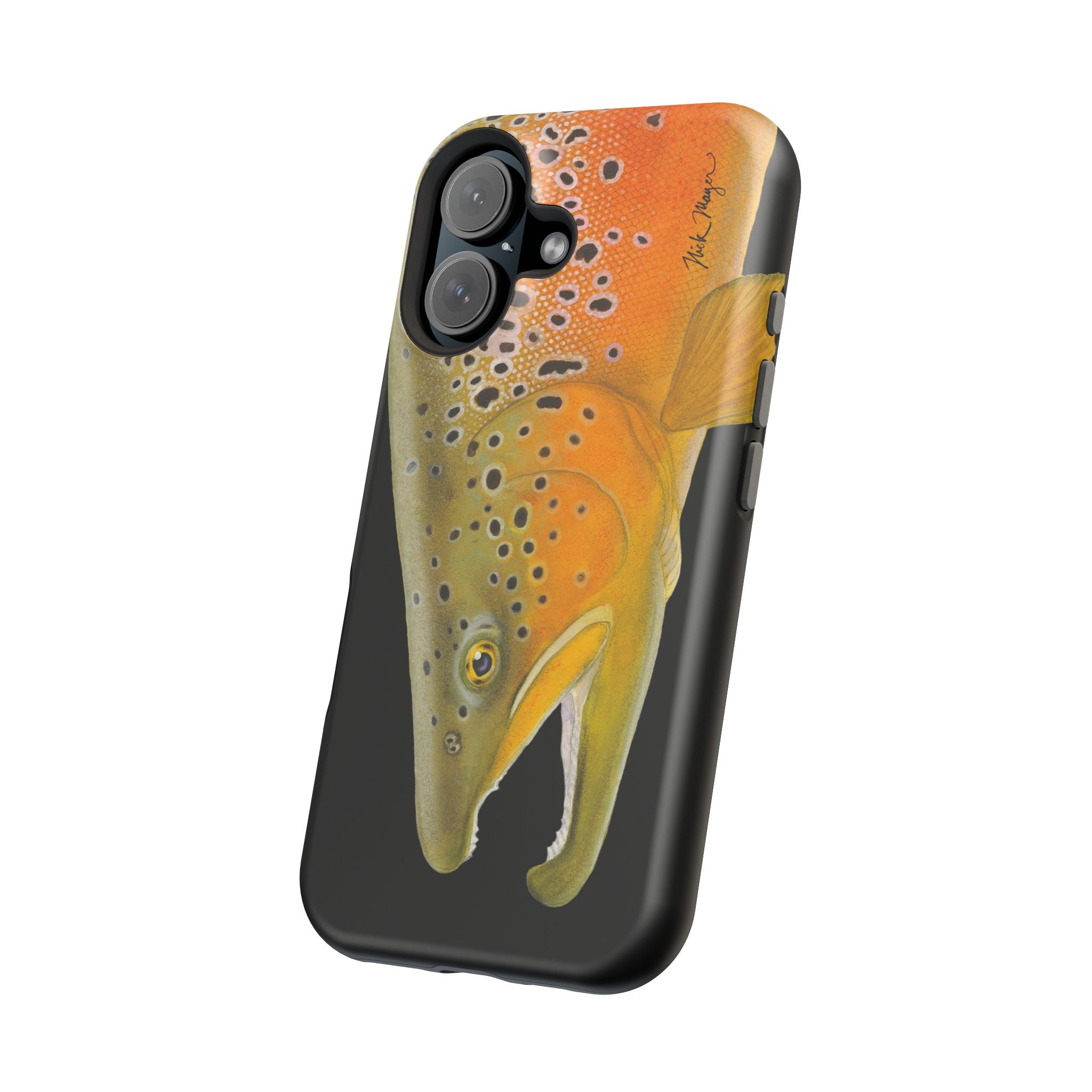 Brown Trout 2 Black MagSafe iPhone Case