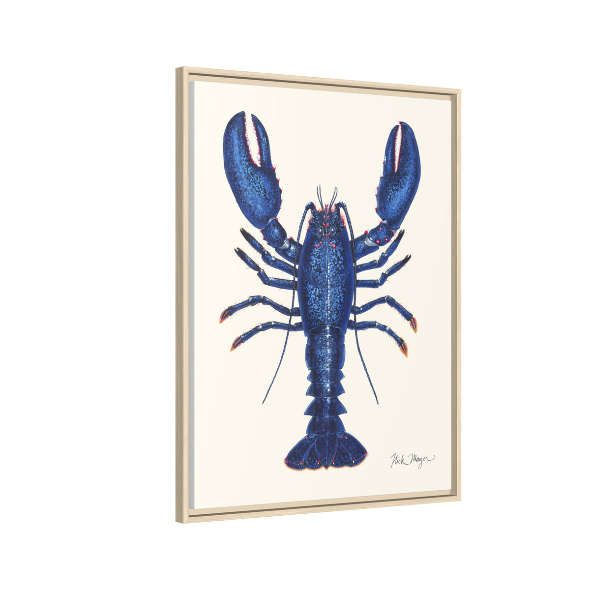 Blue Lobster II Framed Canvas Print Printify
