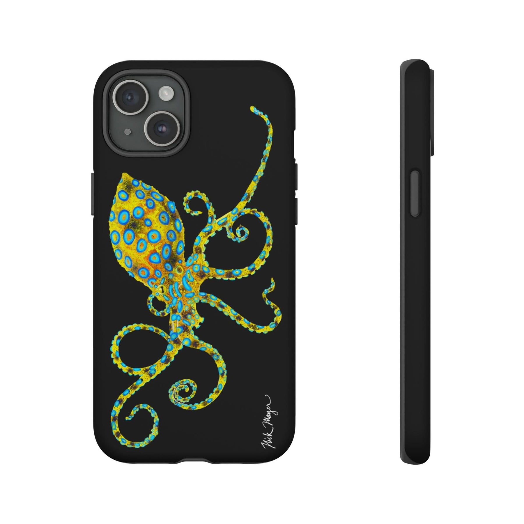 Blue Ringed Octopus Black iPhone 15 Case
