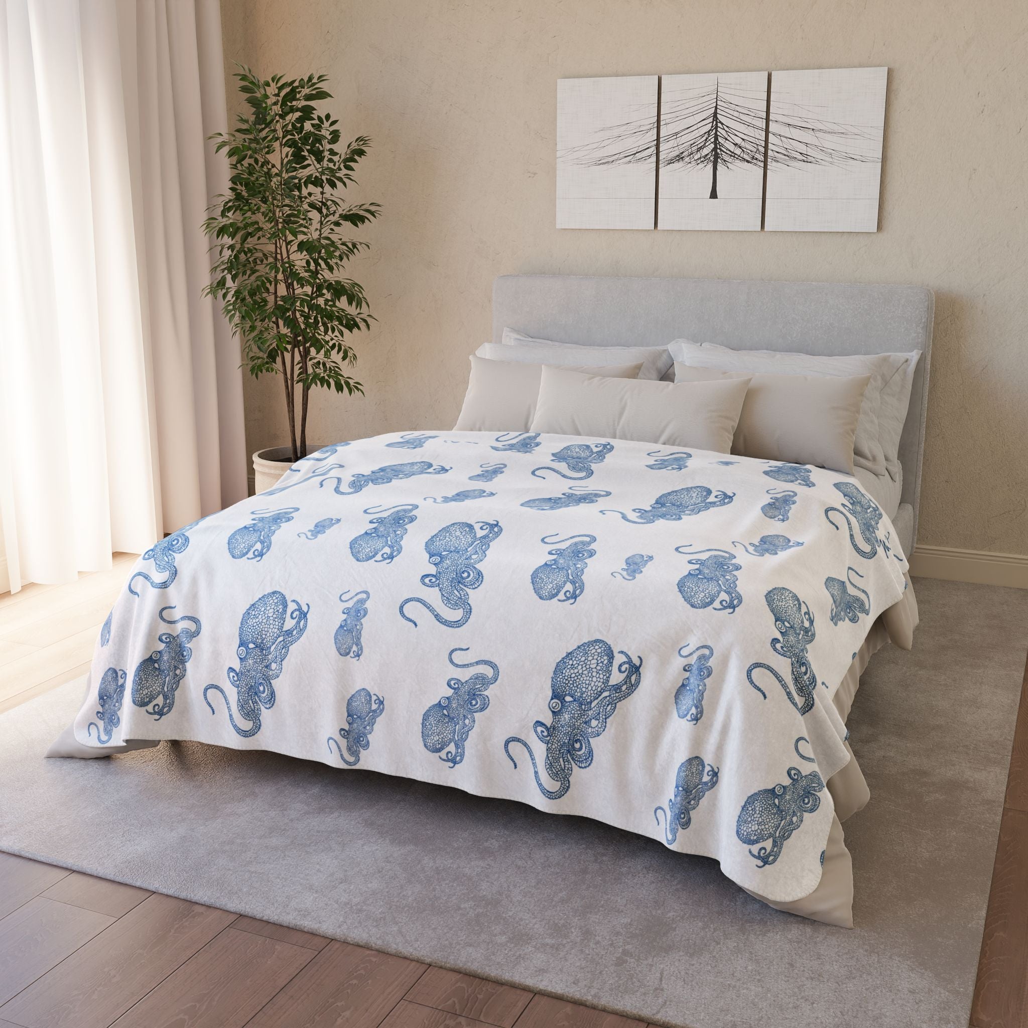 Blue Octopus Super Soft Sherpa Blanket