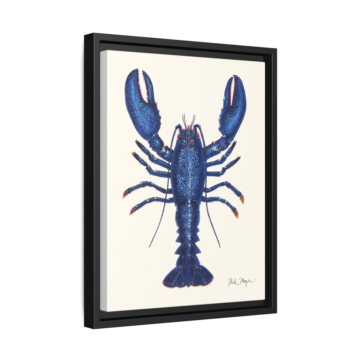 Blue Lobster II Framed Canvas Print Printify