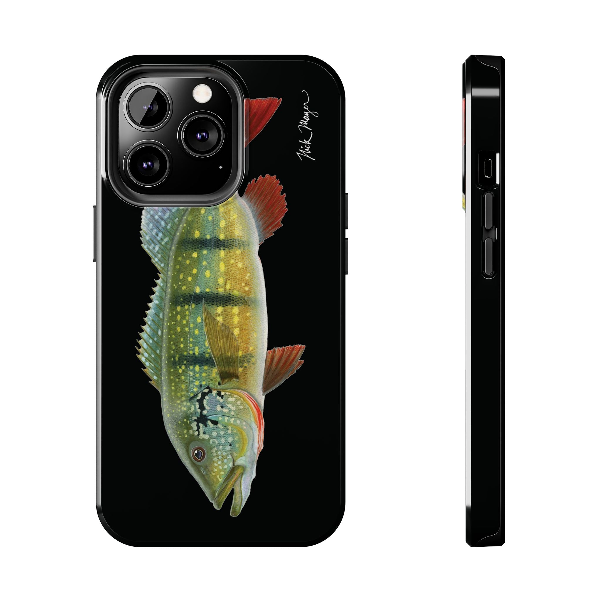 Peacock Bass Black iPhone Case