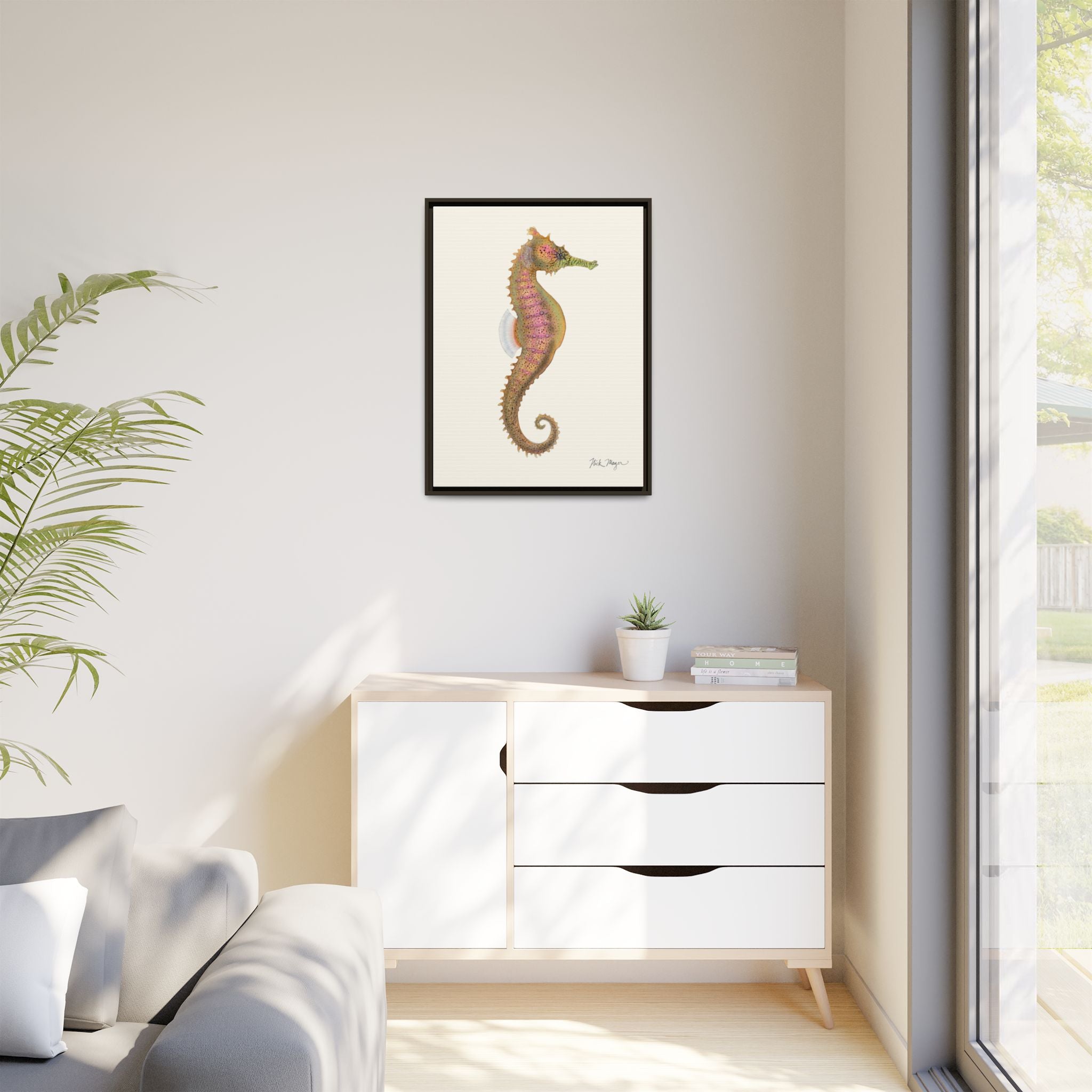 Estuary Seahorse Framed Canvas Print Printify
