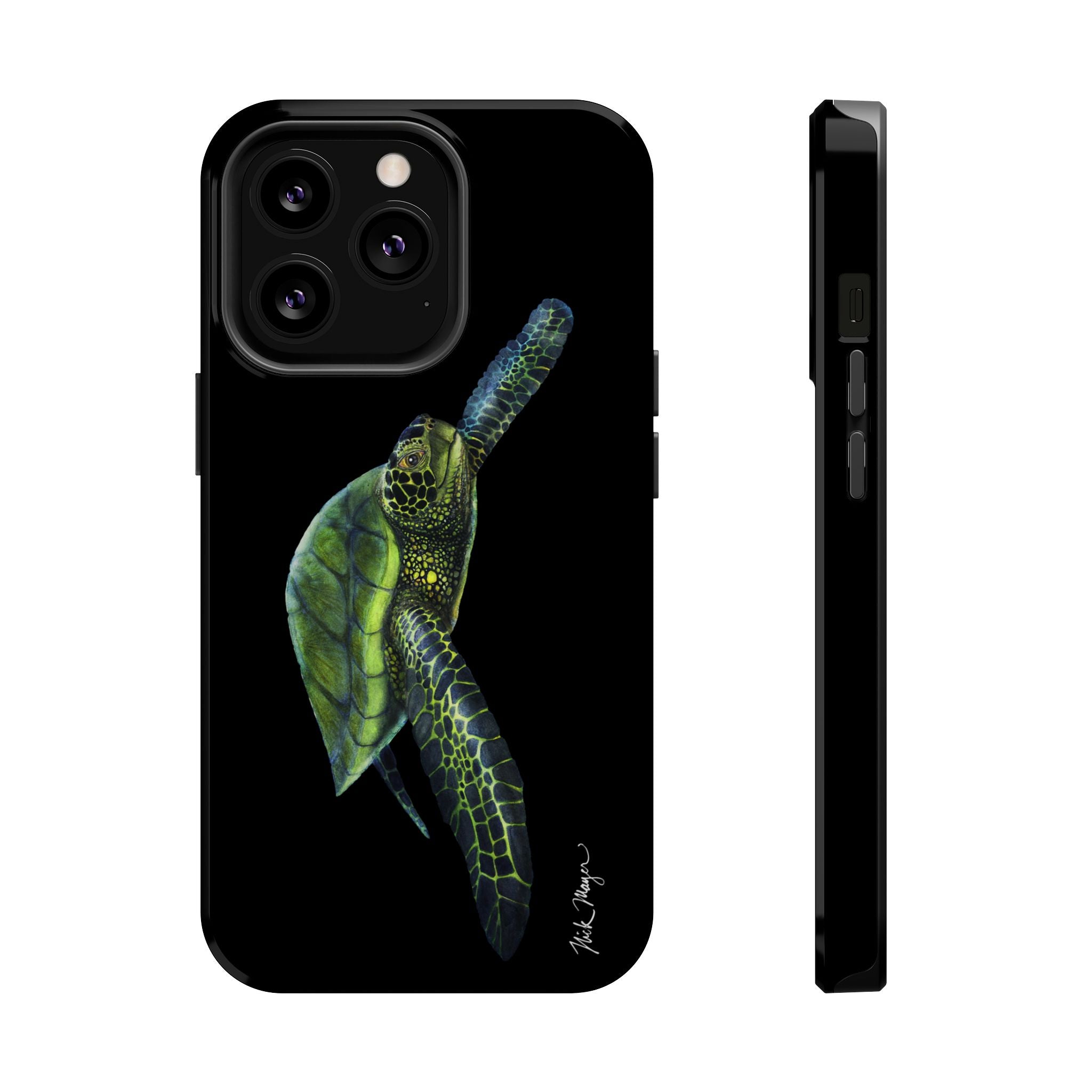Green Sea Turtle MagSafe Black iPhone Case