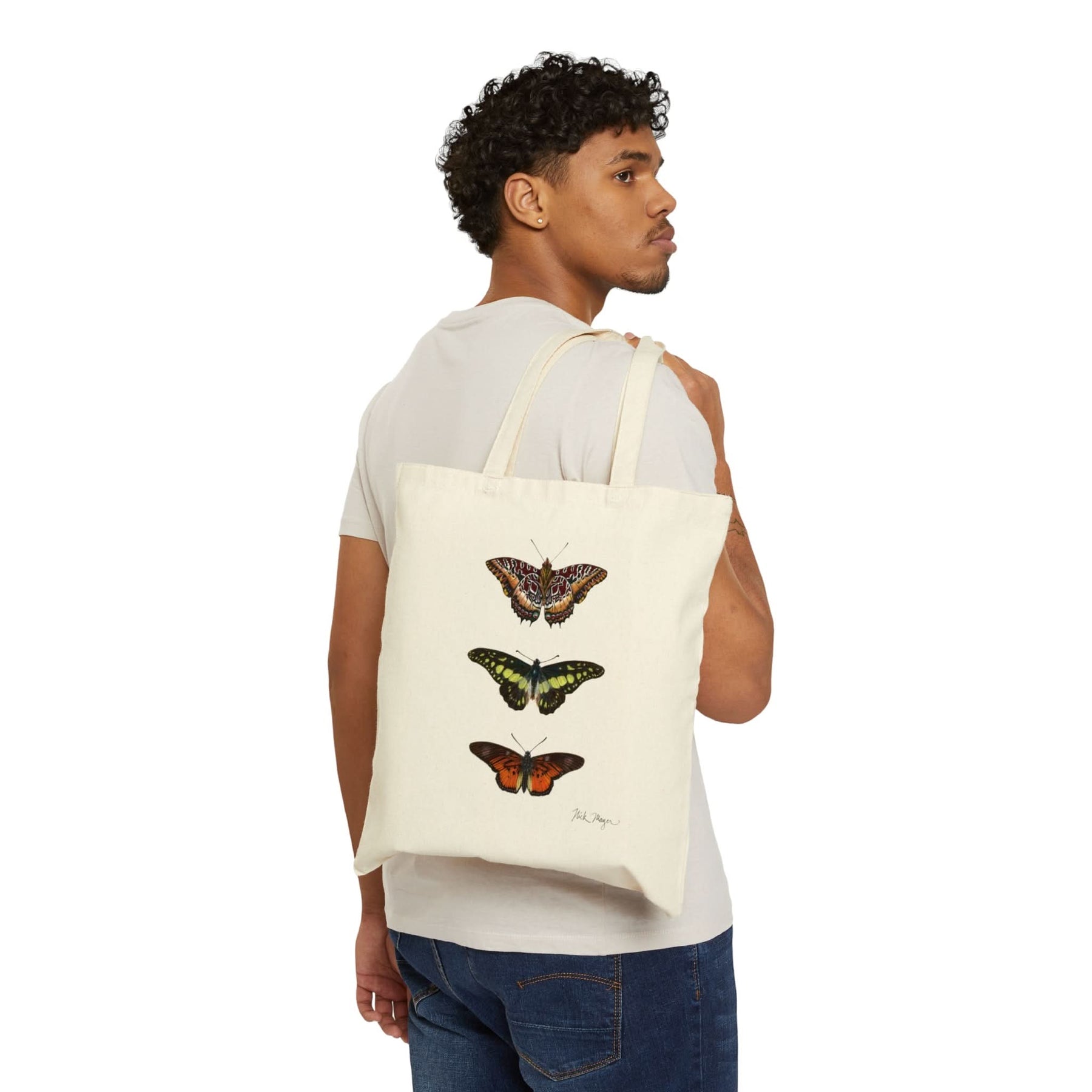 Butterfly Trio Cotton Canvas Tote Bag