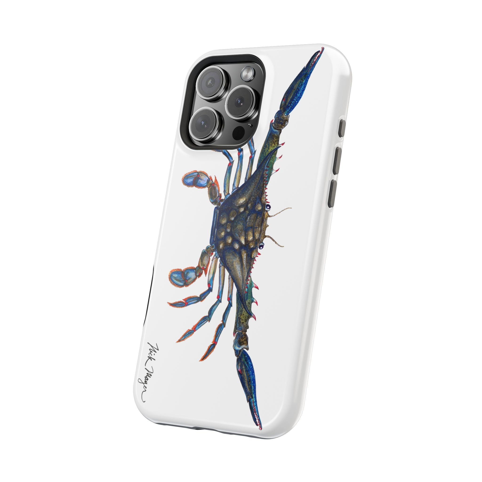 Blue Crab MagSafe White iPhone Case