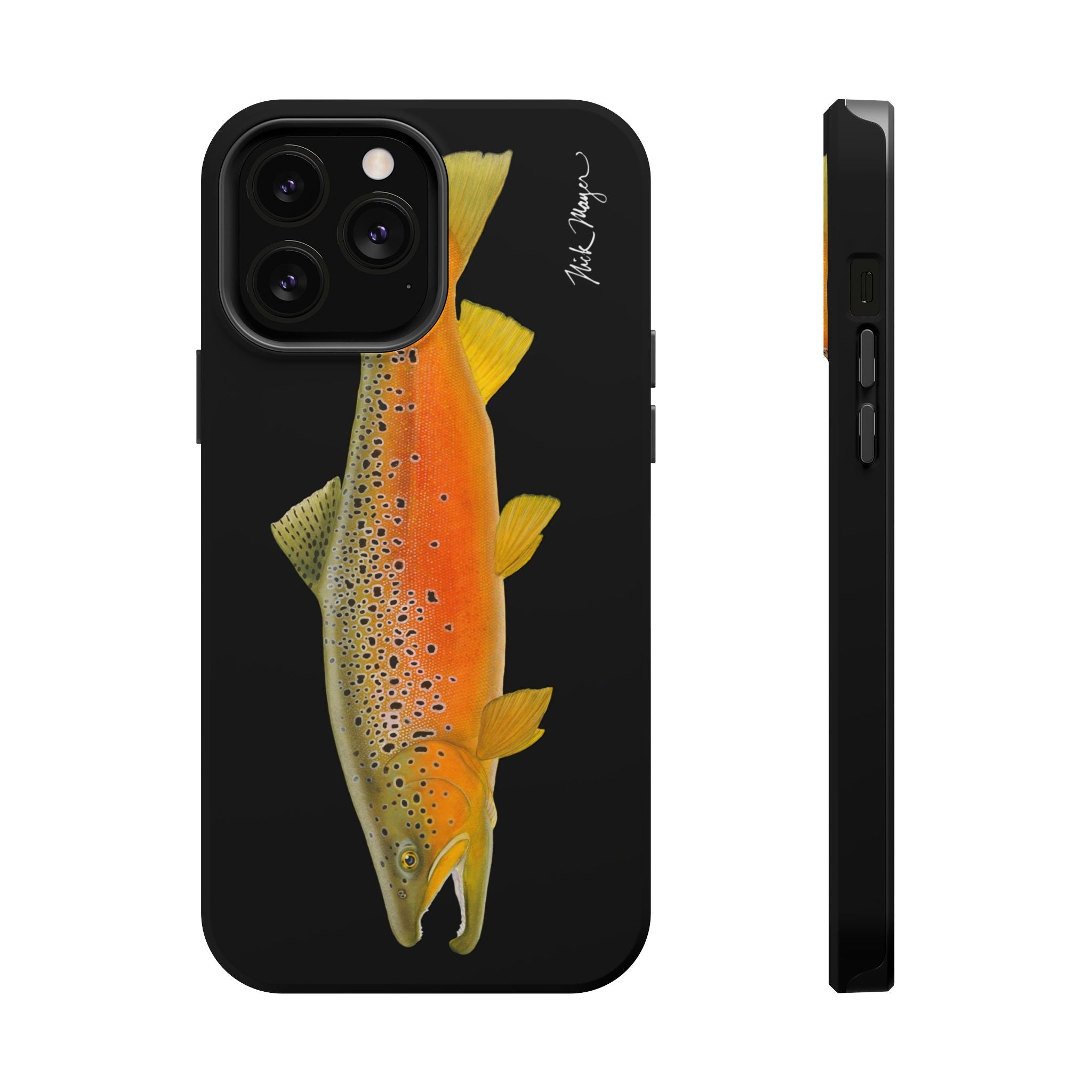Brown Trout 2 Black MagSafe iPhone Case, NEW for Holiday 2025!