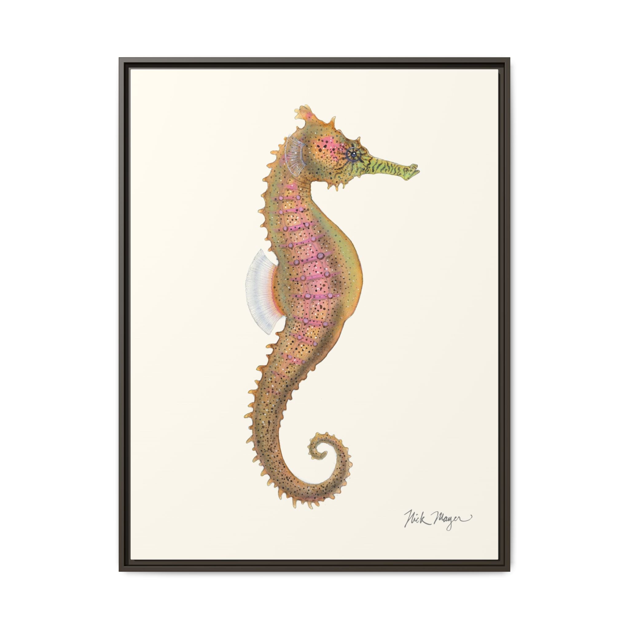 Estuary Seahorse Framed Canvas Print Printify
