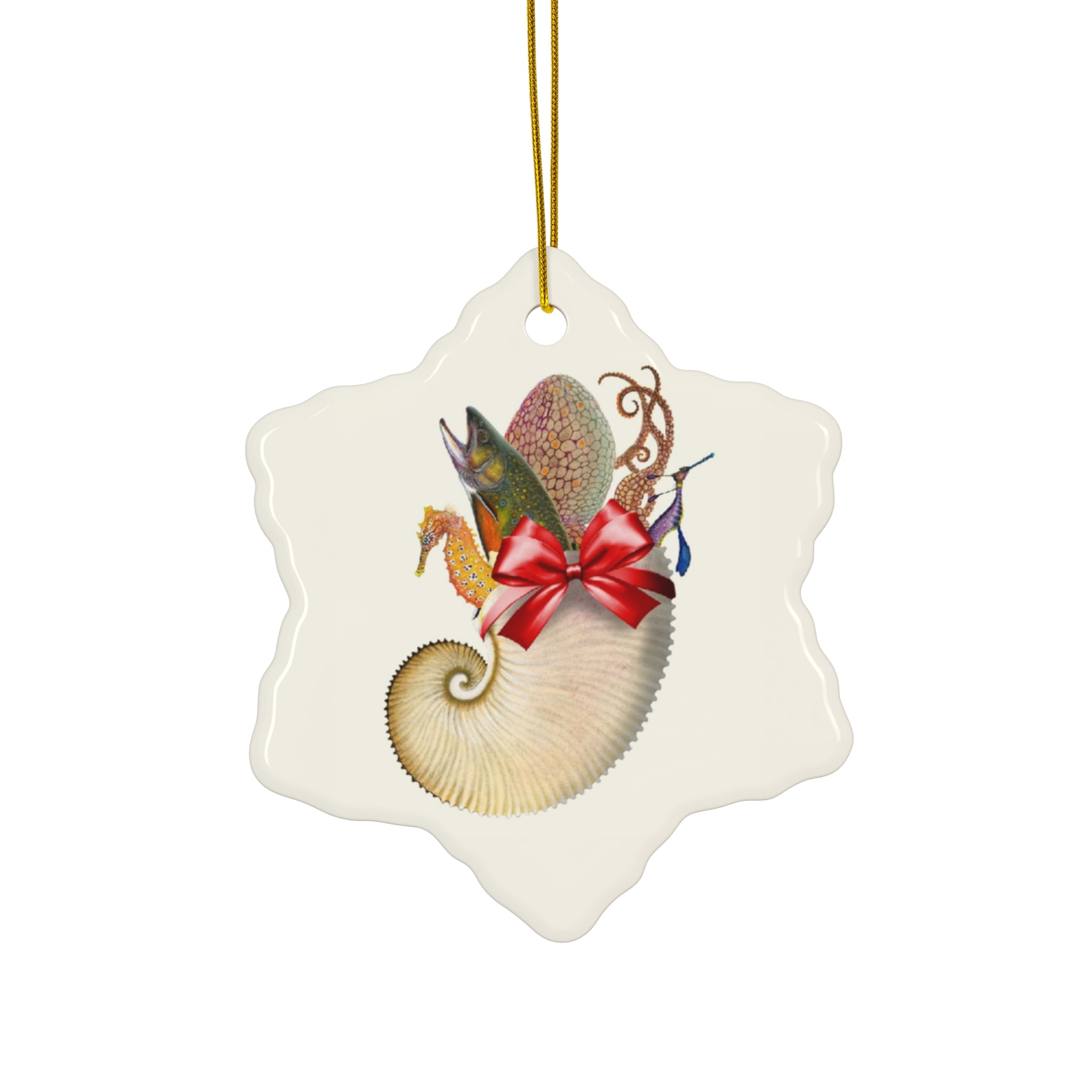 Sea Stocking Ceramic Ornament