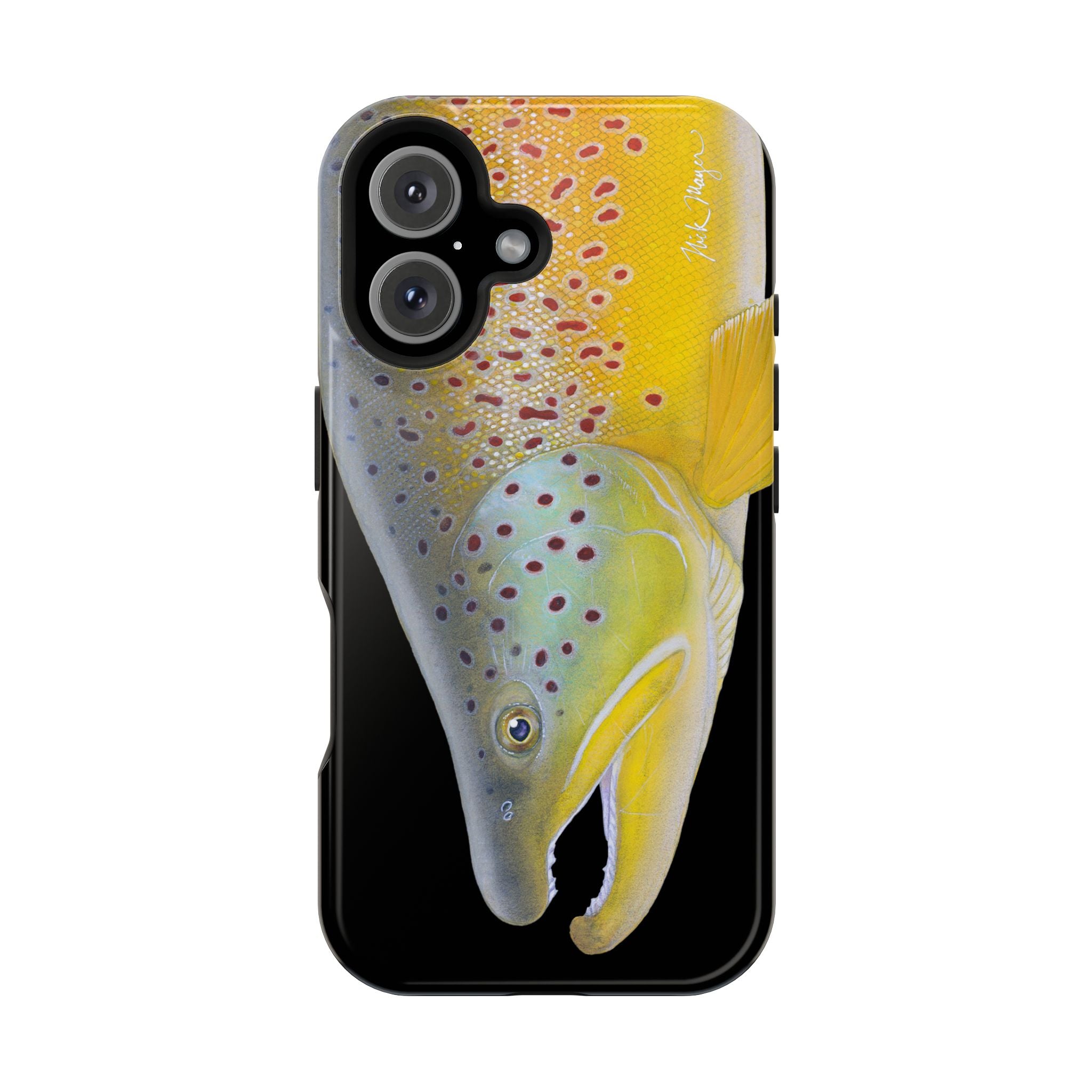Brown Trout 3 Face Black MagSafe iPhone Case