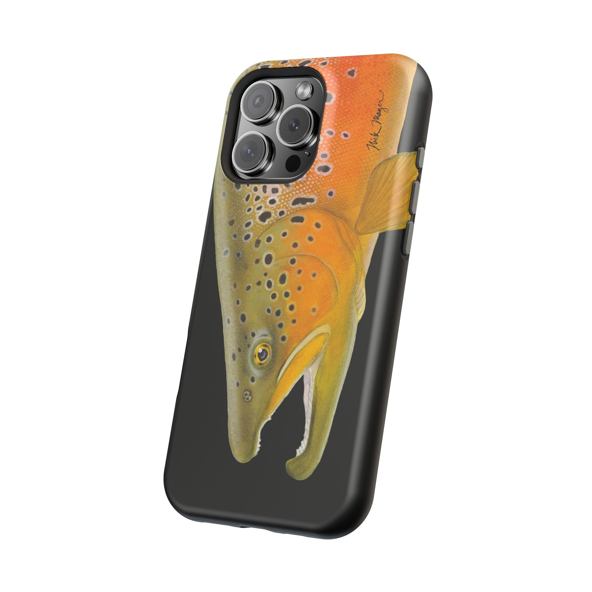 Brown Trout 2 Black MagSafe iPhone Case