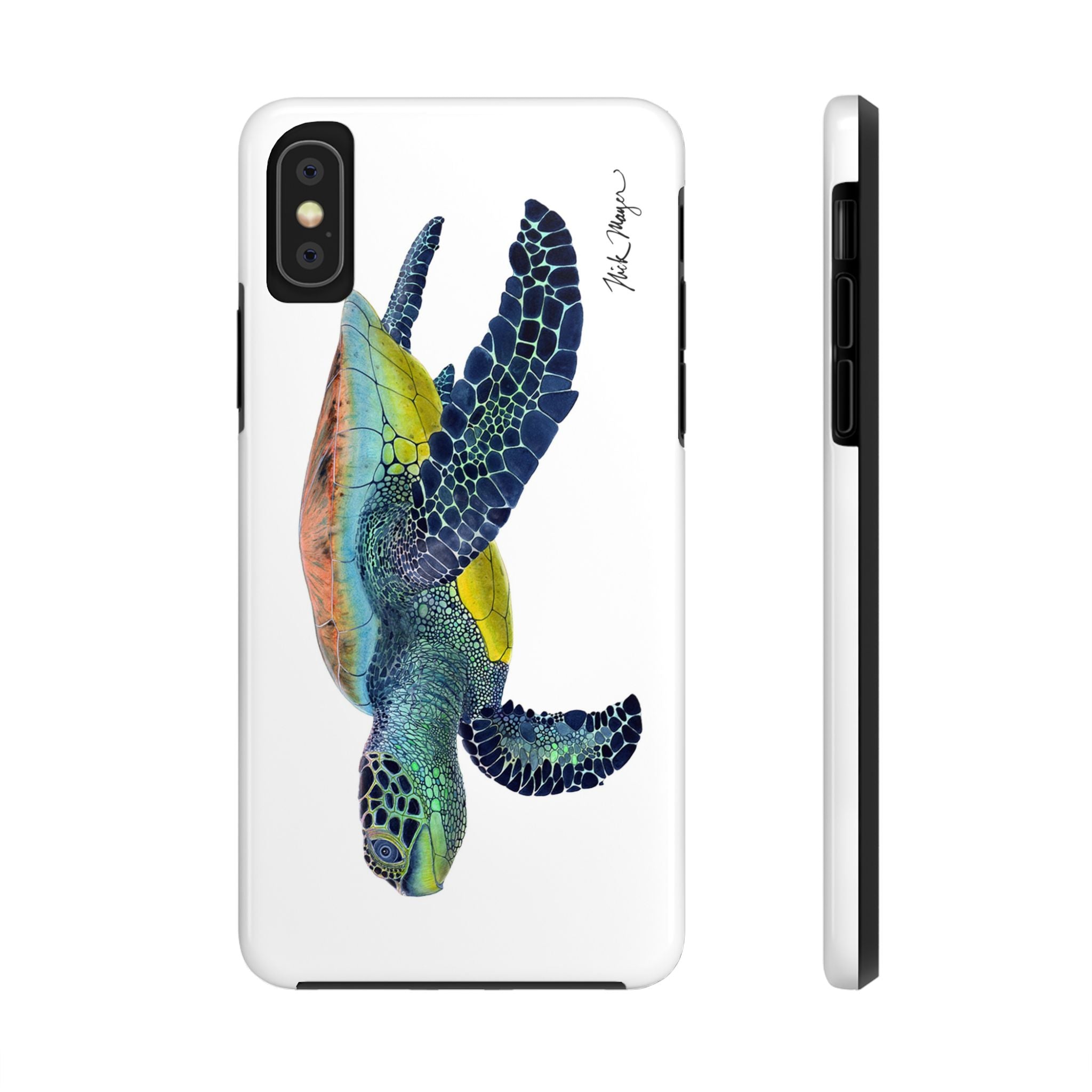 Green Sea Turtle II White Phone Case (iPhone)