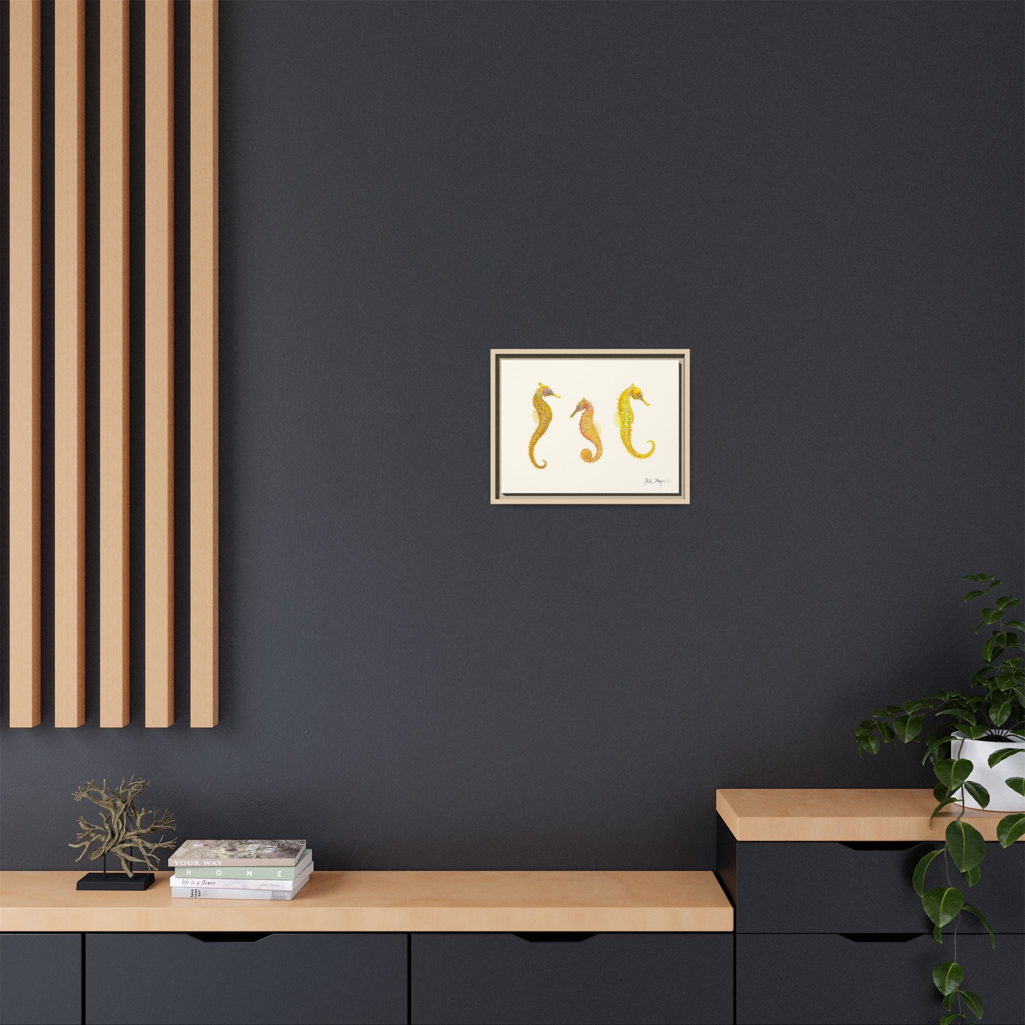 Giant Seahorse Trio Framed Canvas Print Printify