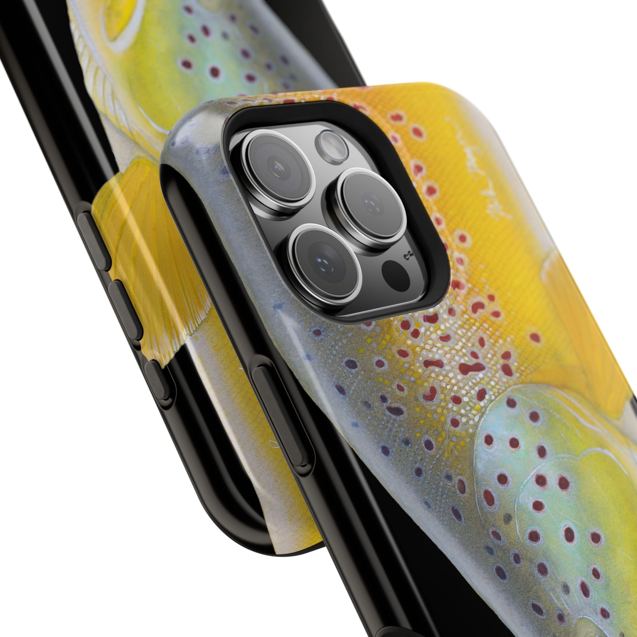 Brown Trout 3 Face Black MagSafe iPhone Case