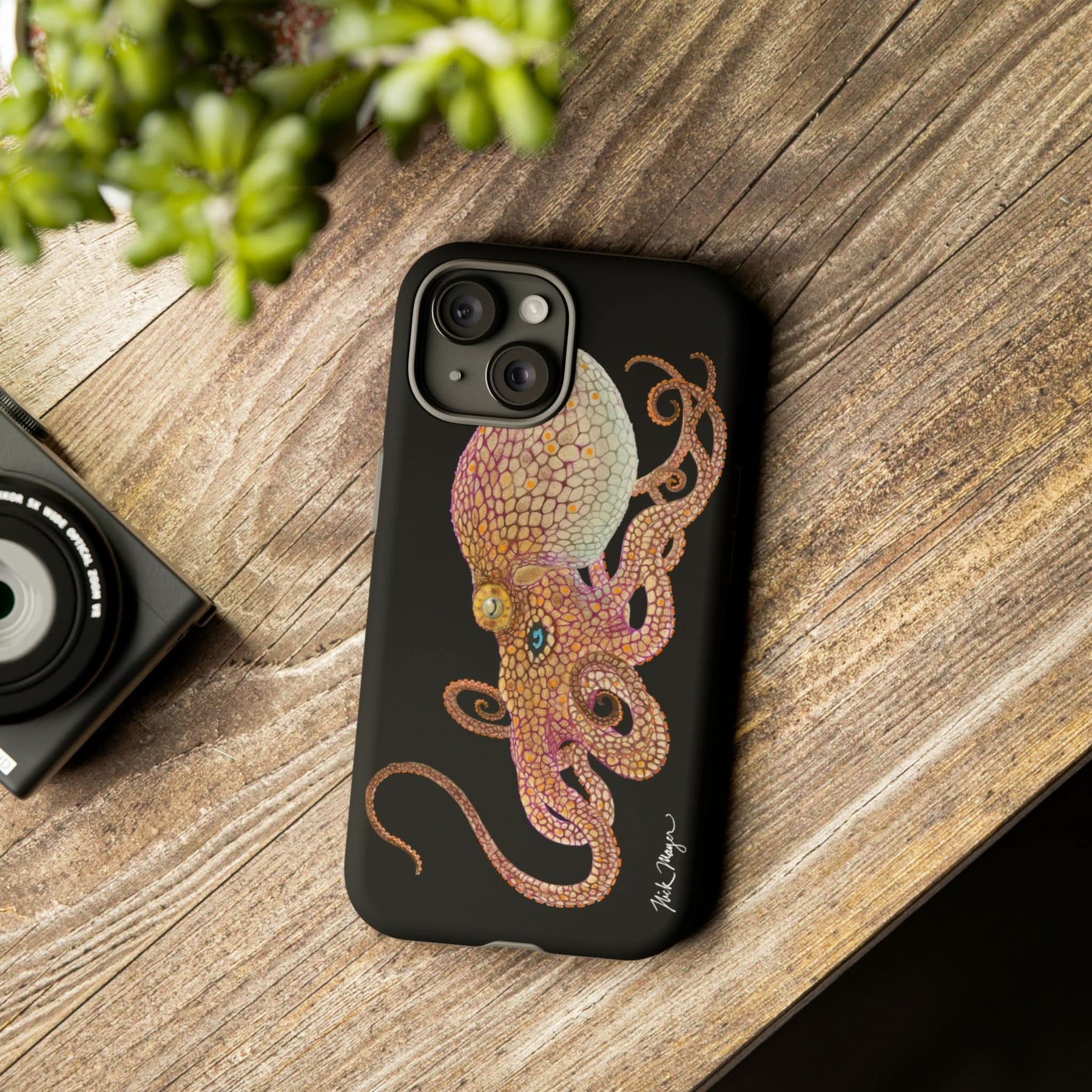 Two Spot Octopus Black iPhone 15 Case