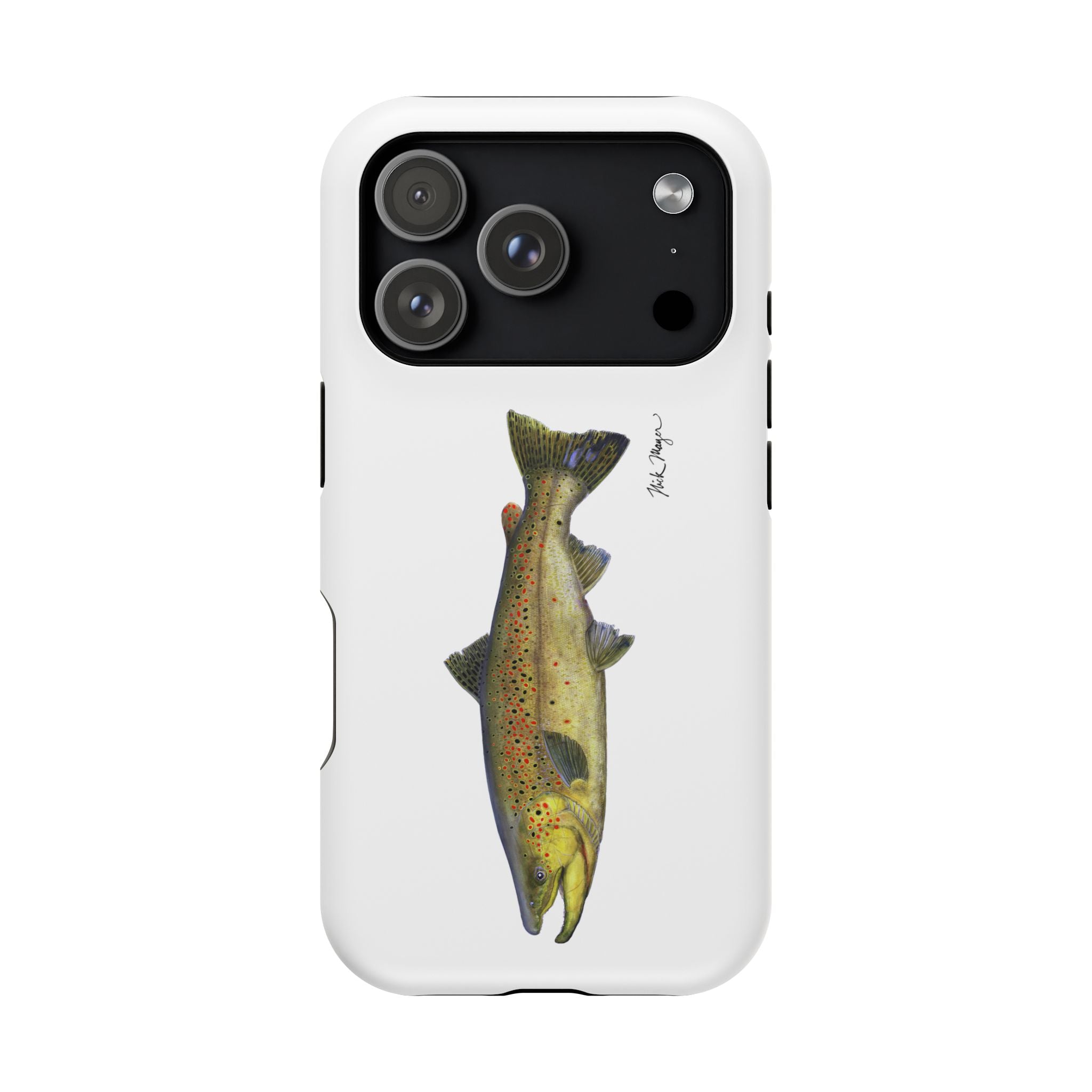 Brown Trout MagSafe White iPhone Case