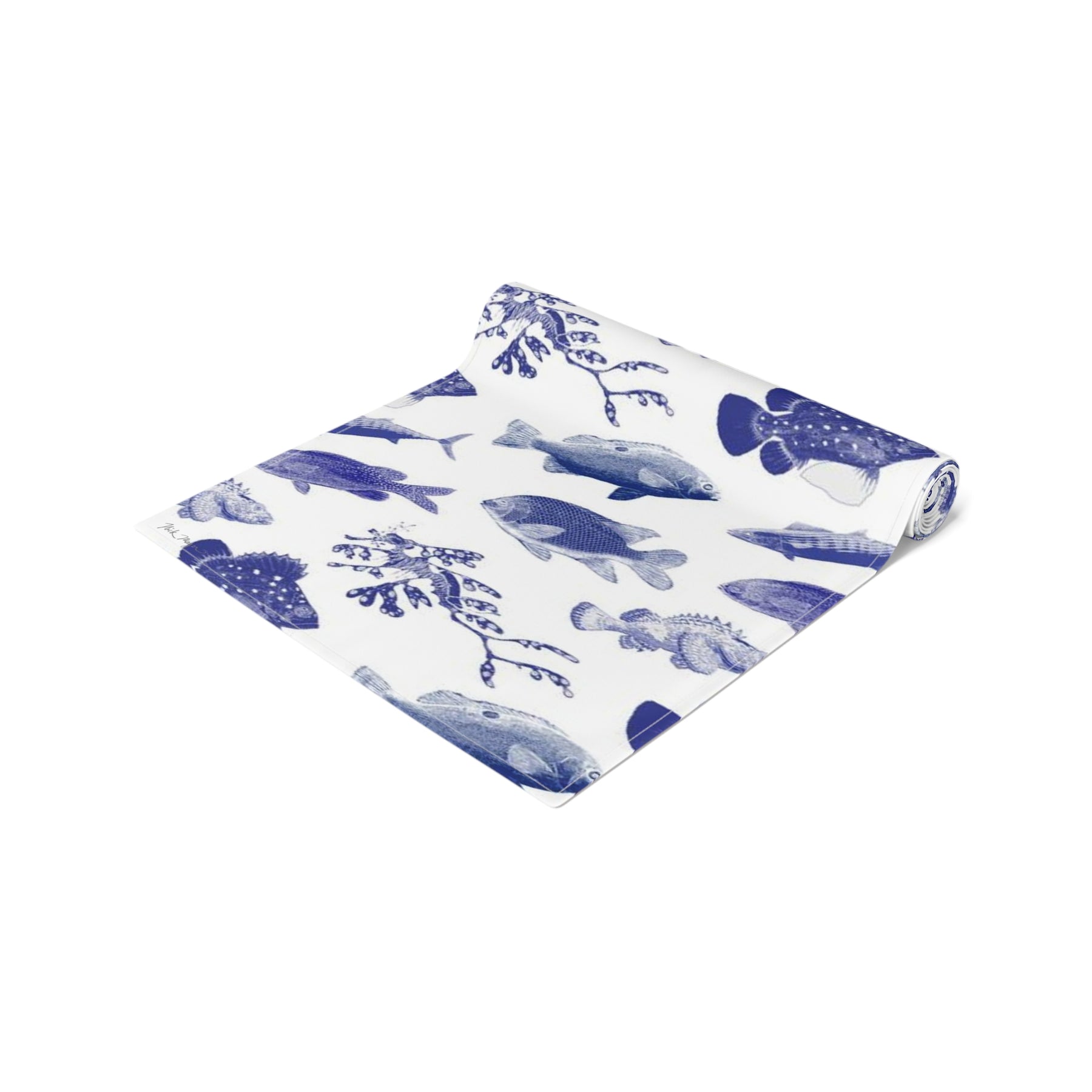 Ocean Stamps Cotton Table Runner