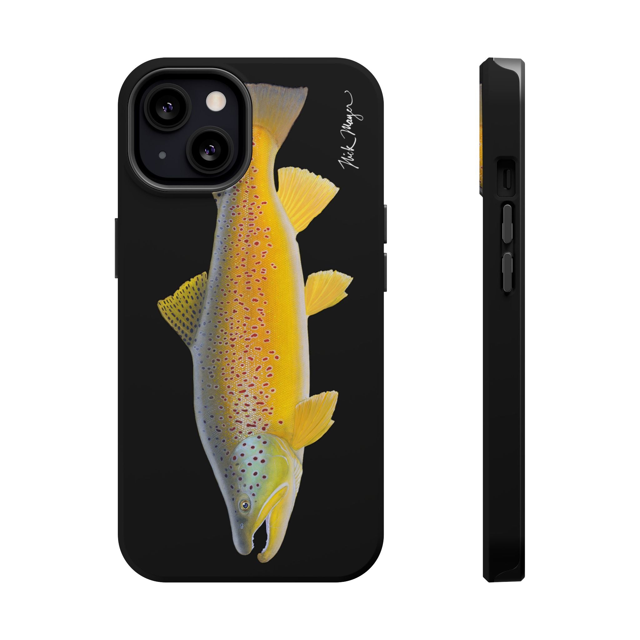 Brown Trout 3 Black MagSafe iPhone Case