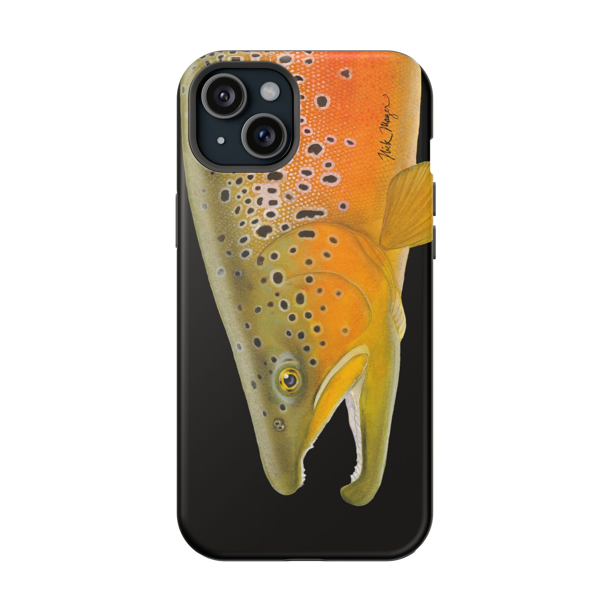 Brown Trout 2 Black MagSafe iPhone Case