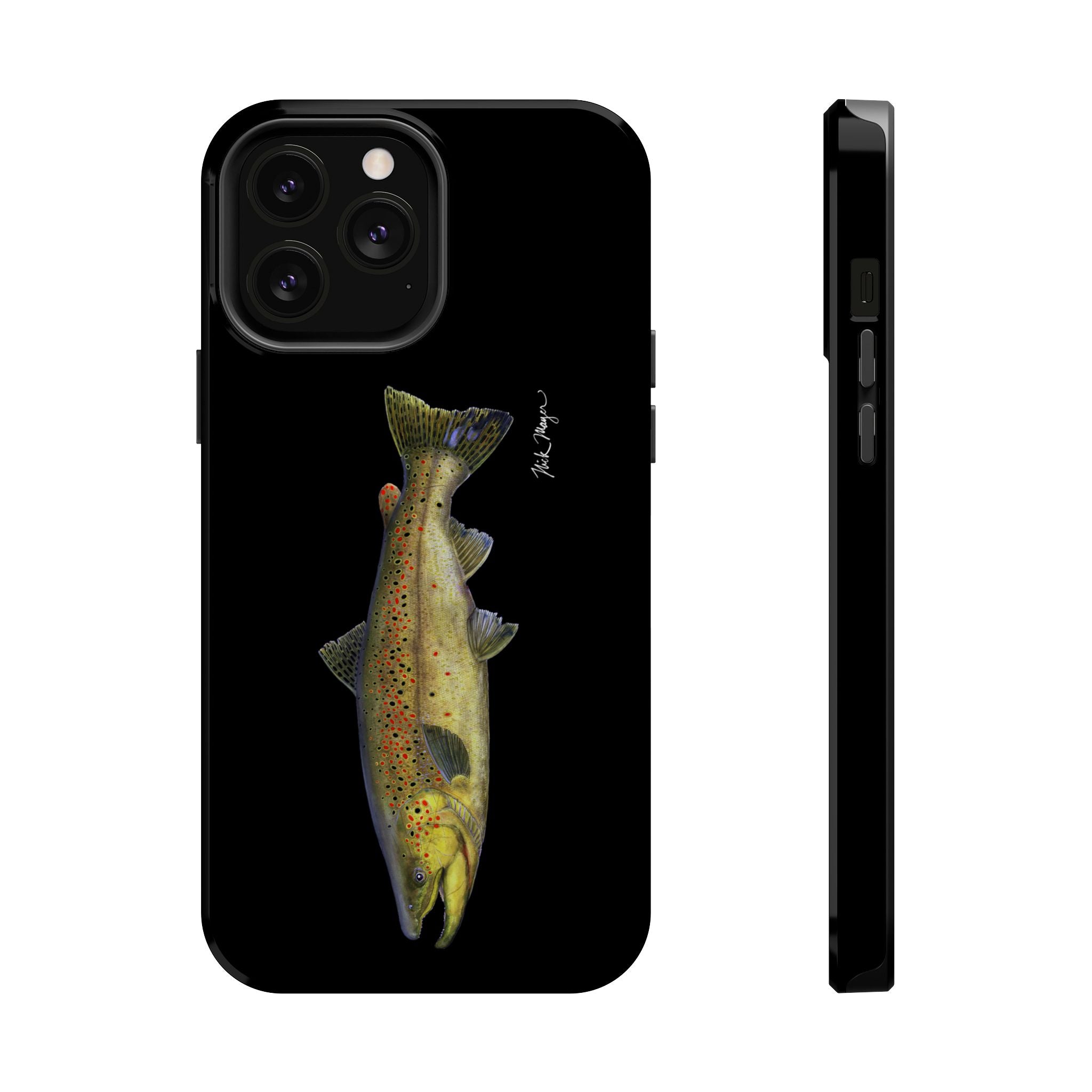 Brown Trout MagSafe Black iPhone Case