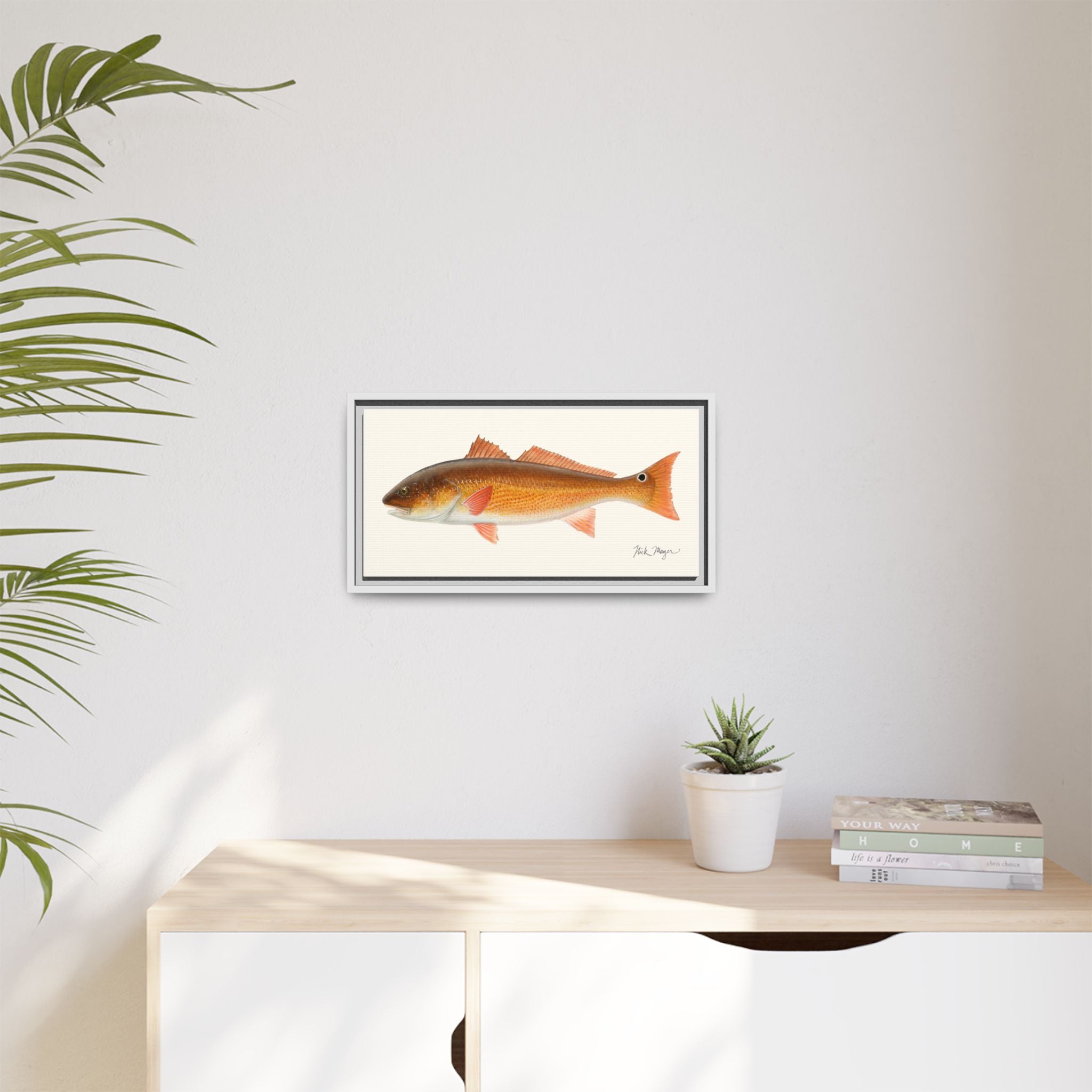 Redfish, 15 lbs Framed Canvas Print Printify