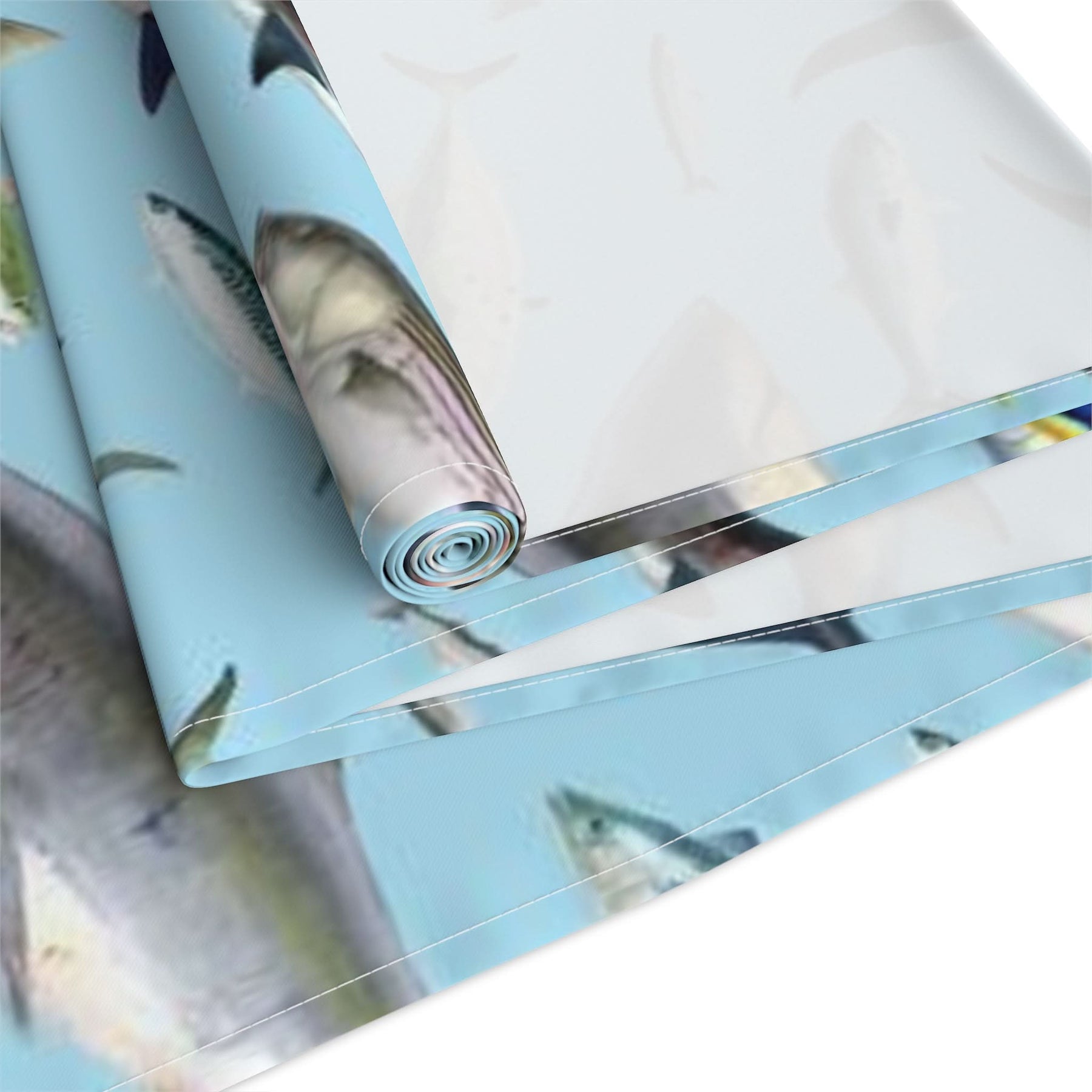 NE Fish Blue Cotton Table Runner