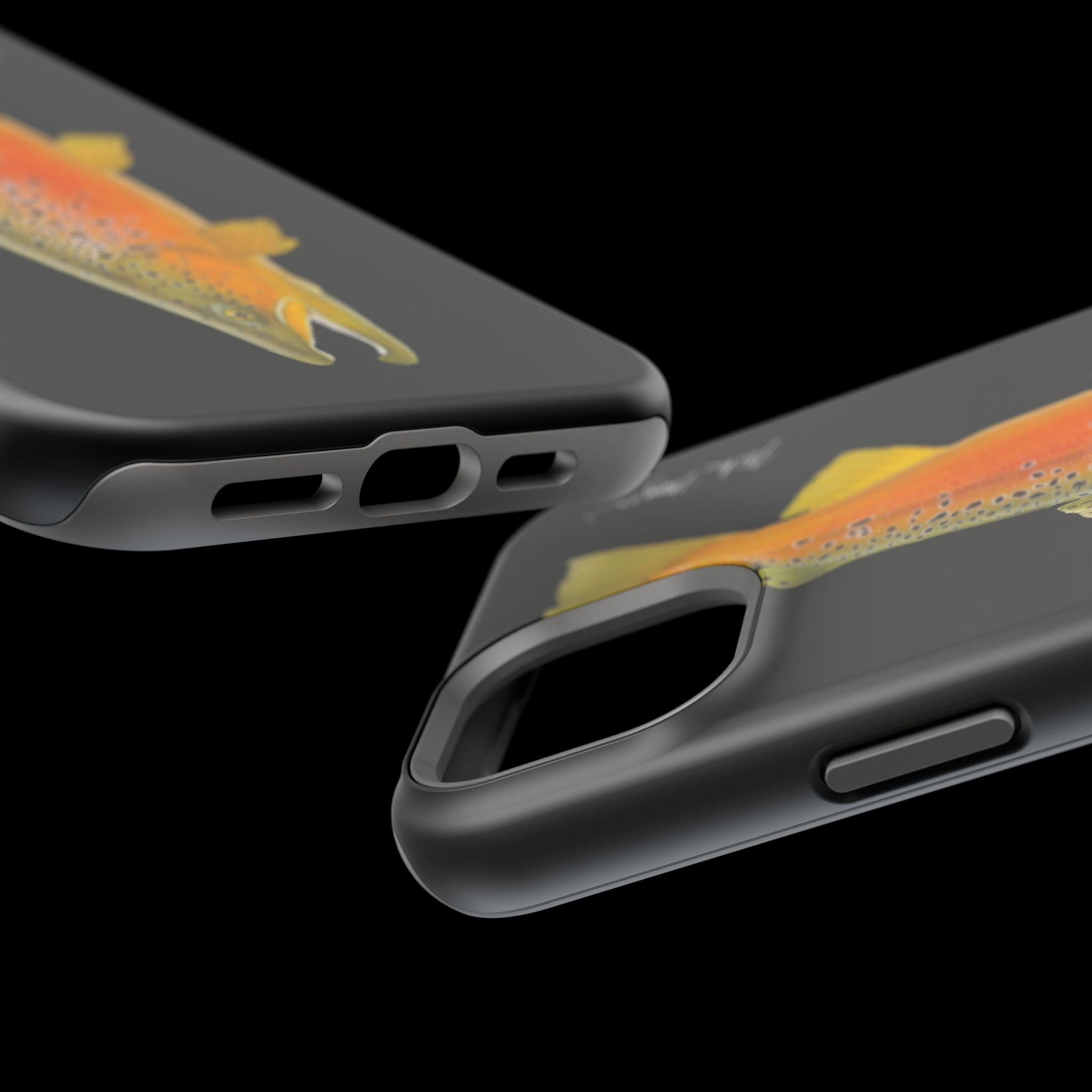 Brown Trout 2 Black MagSafe iPhone Case, NEW for Holiday 2025!