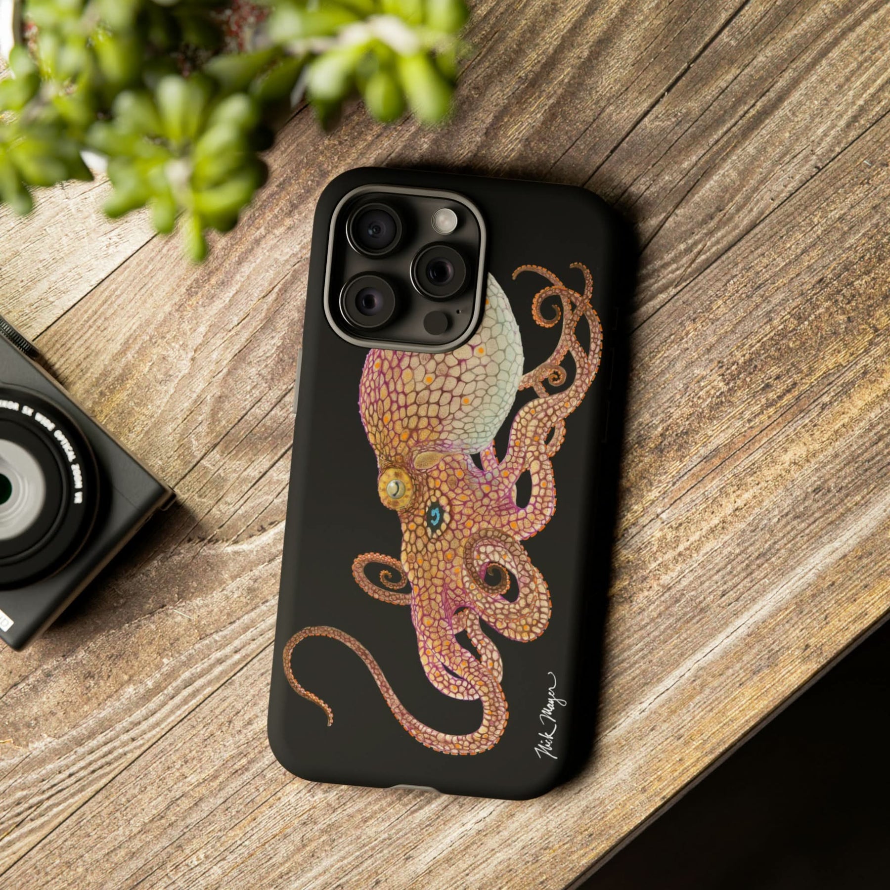Two Spot Octopus Black iPhone 15 Case