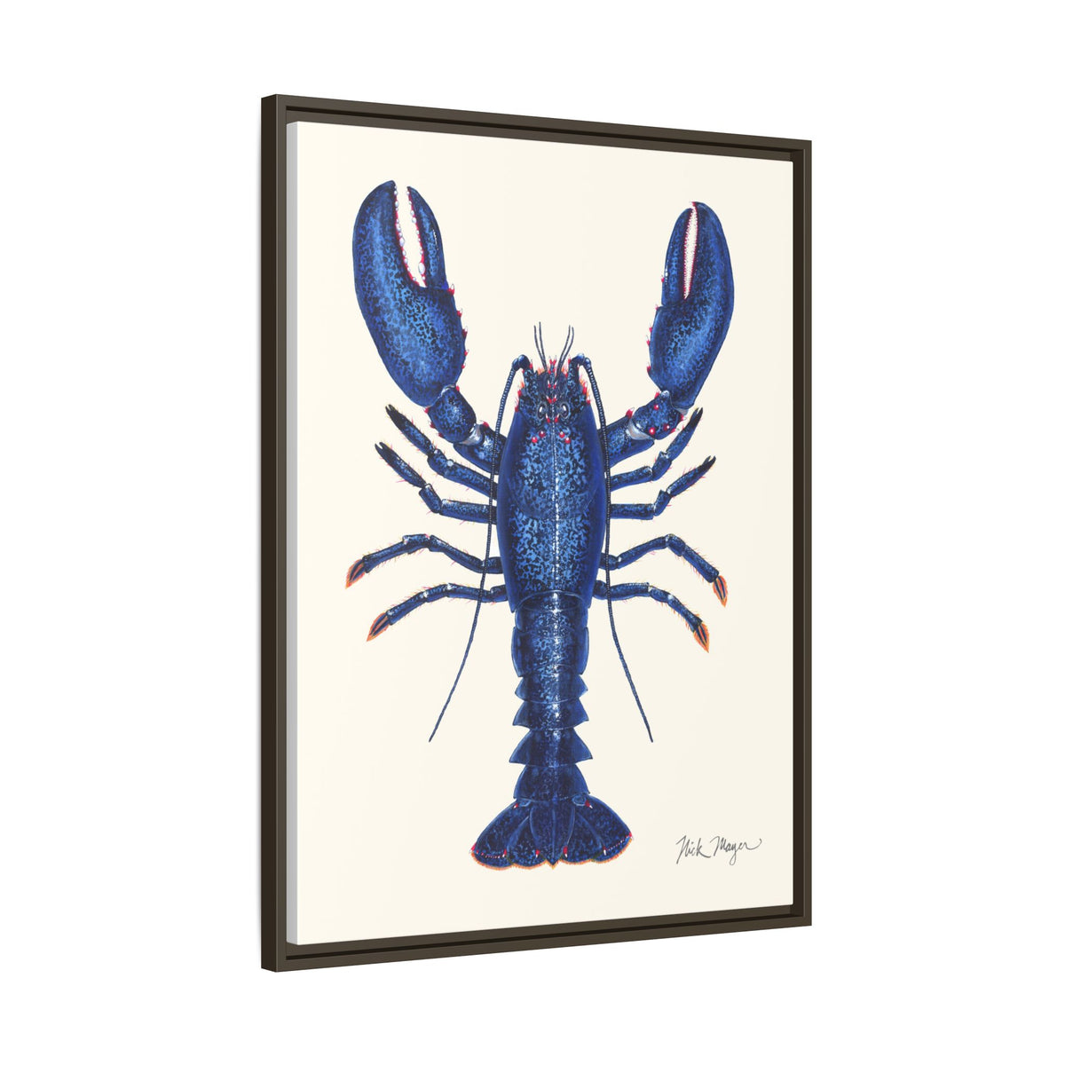Blue Lobster II Framed Canvas Print Printify