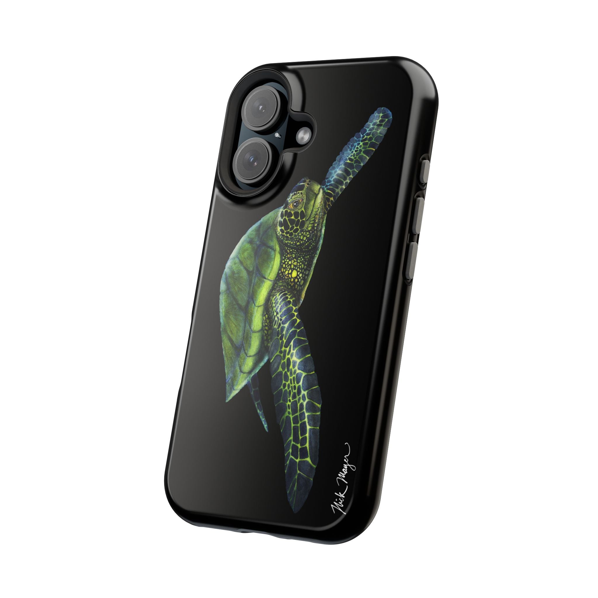 Green Sea Turtle MagSafe Black iPhone Case