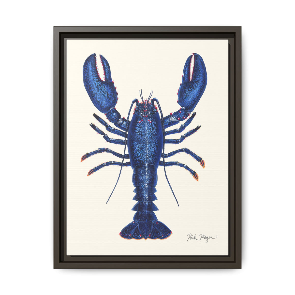 Blue Lobster II Framed Canvas Print Printify