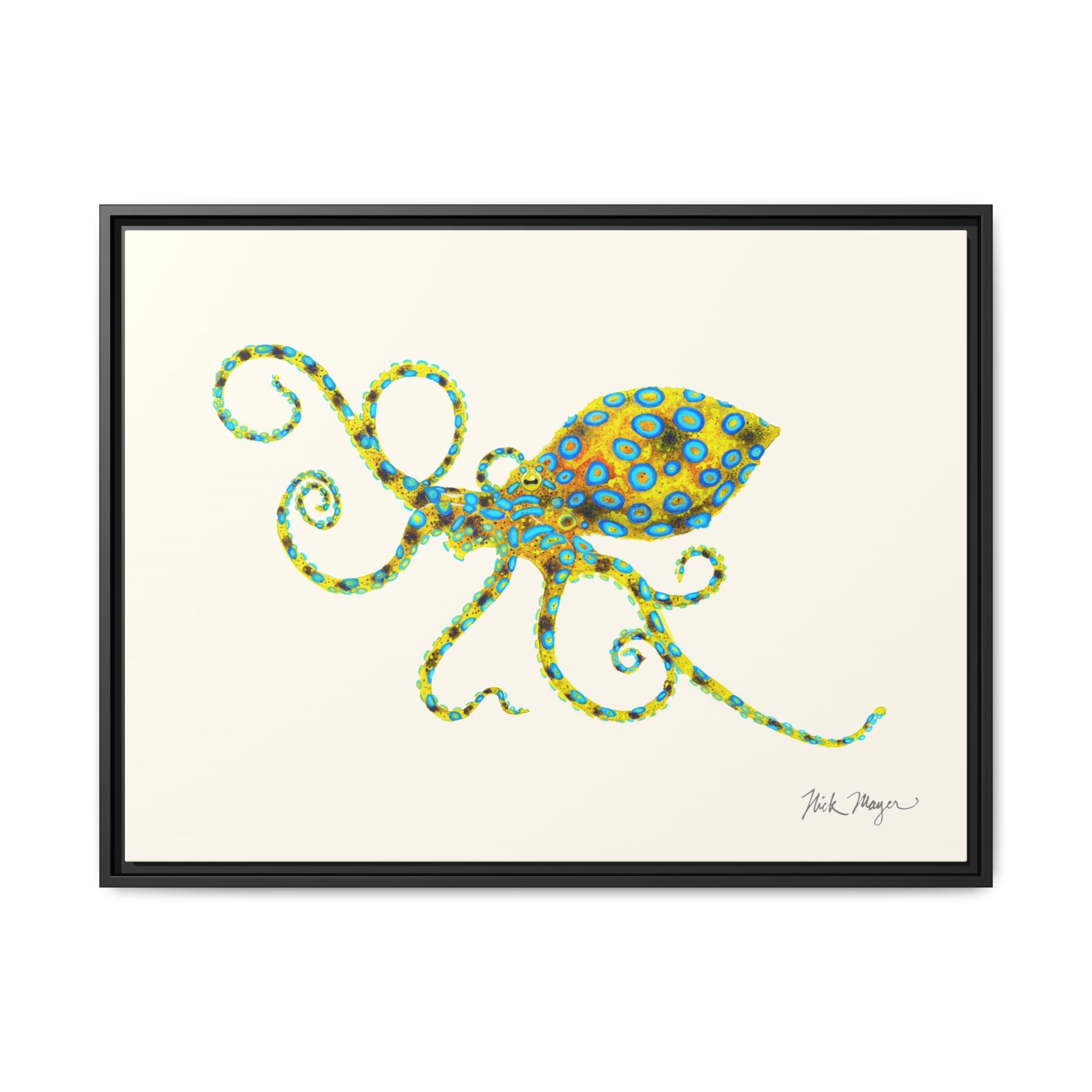 Blue Ringed Octopus Framed Canvas Print Printify