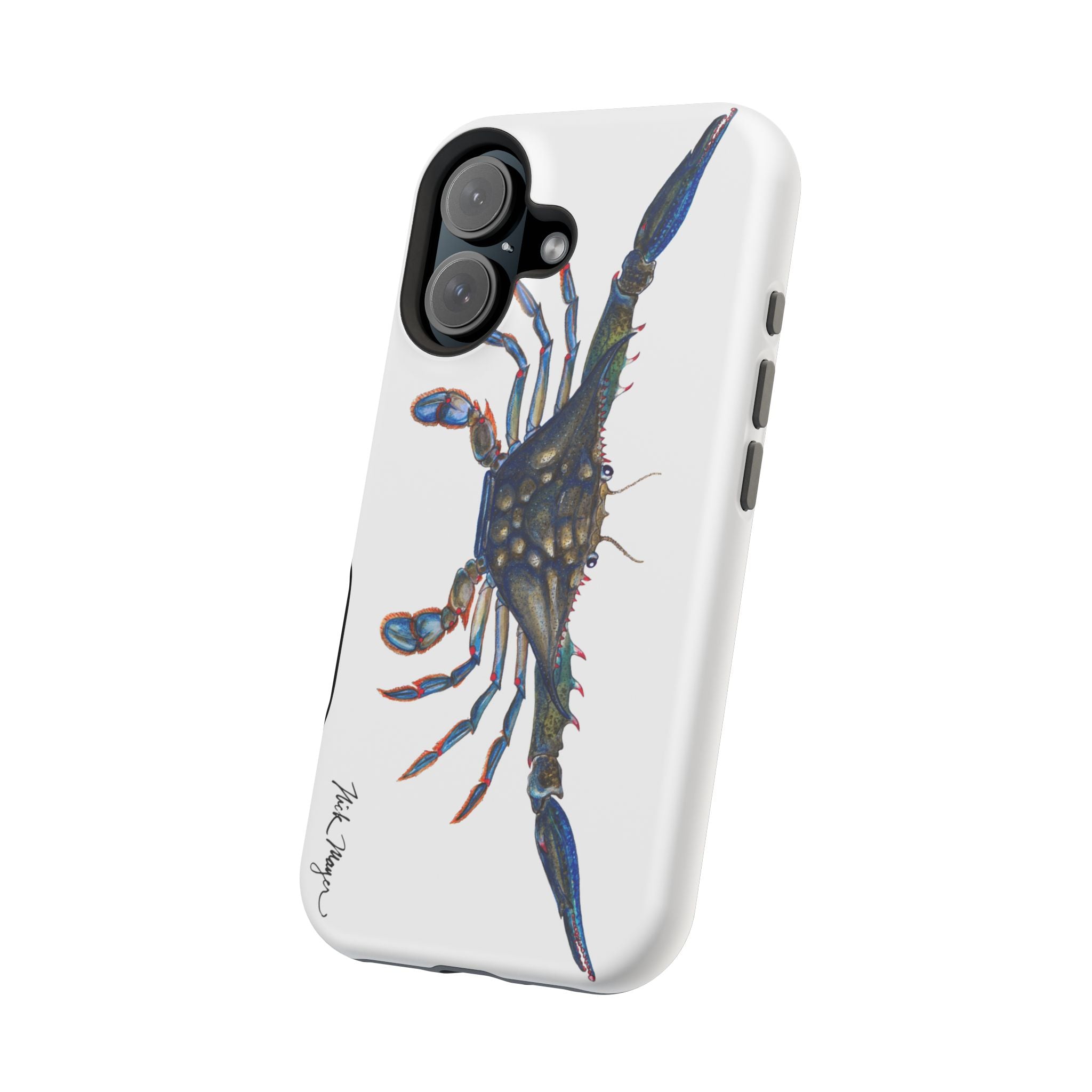 Blue Crab MagSafe White iPhone Case