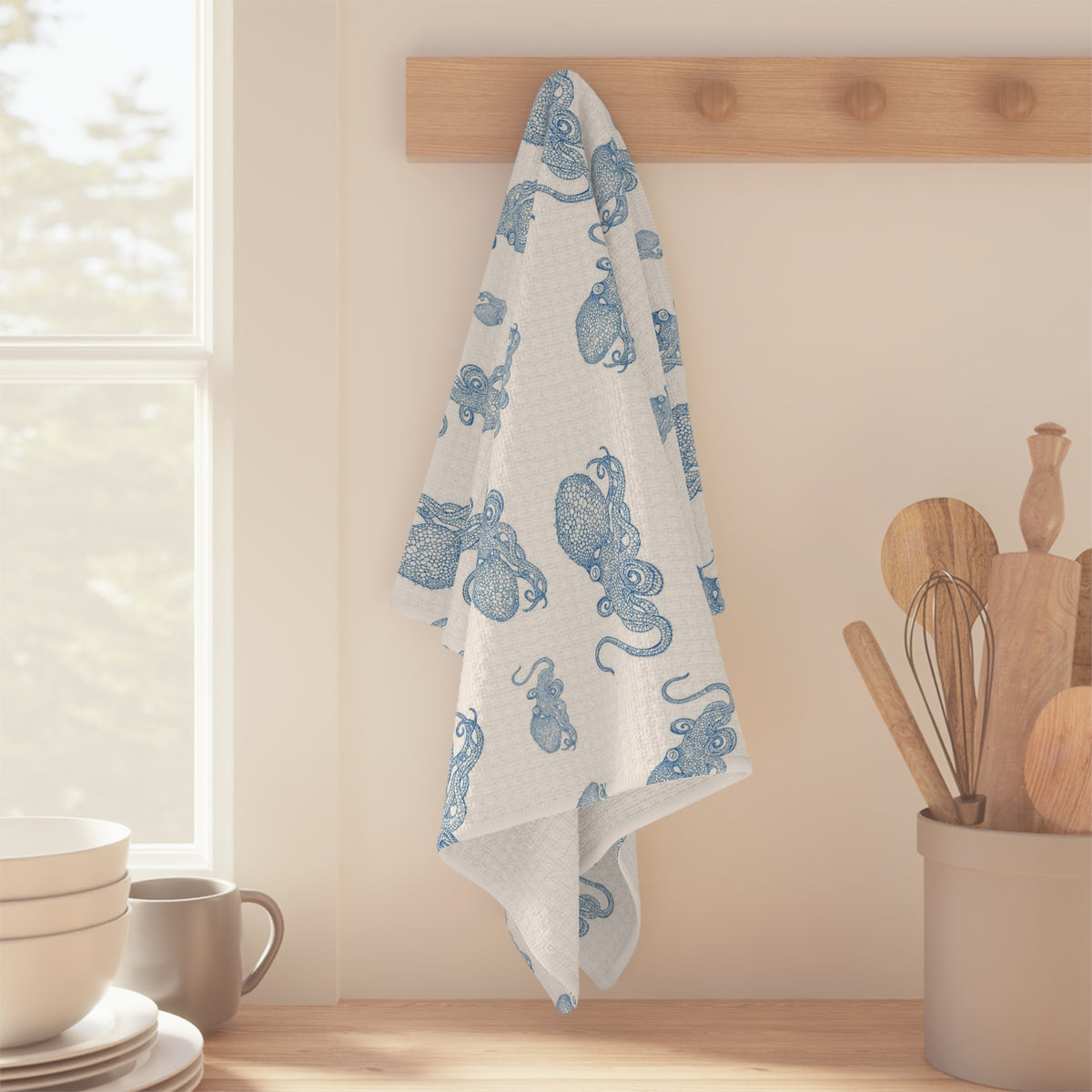 Blue Octopus I Soft Kitchen Towel - Best Seller