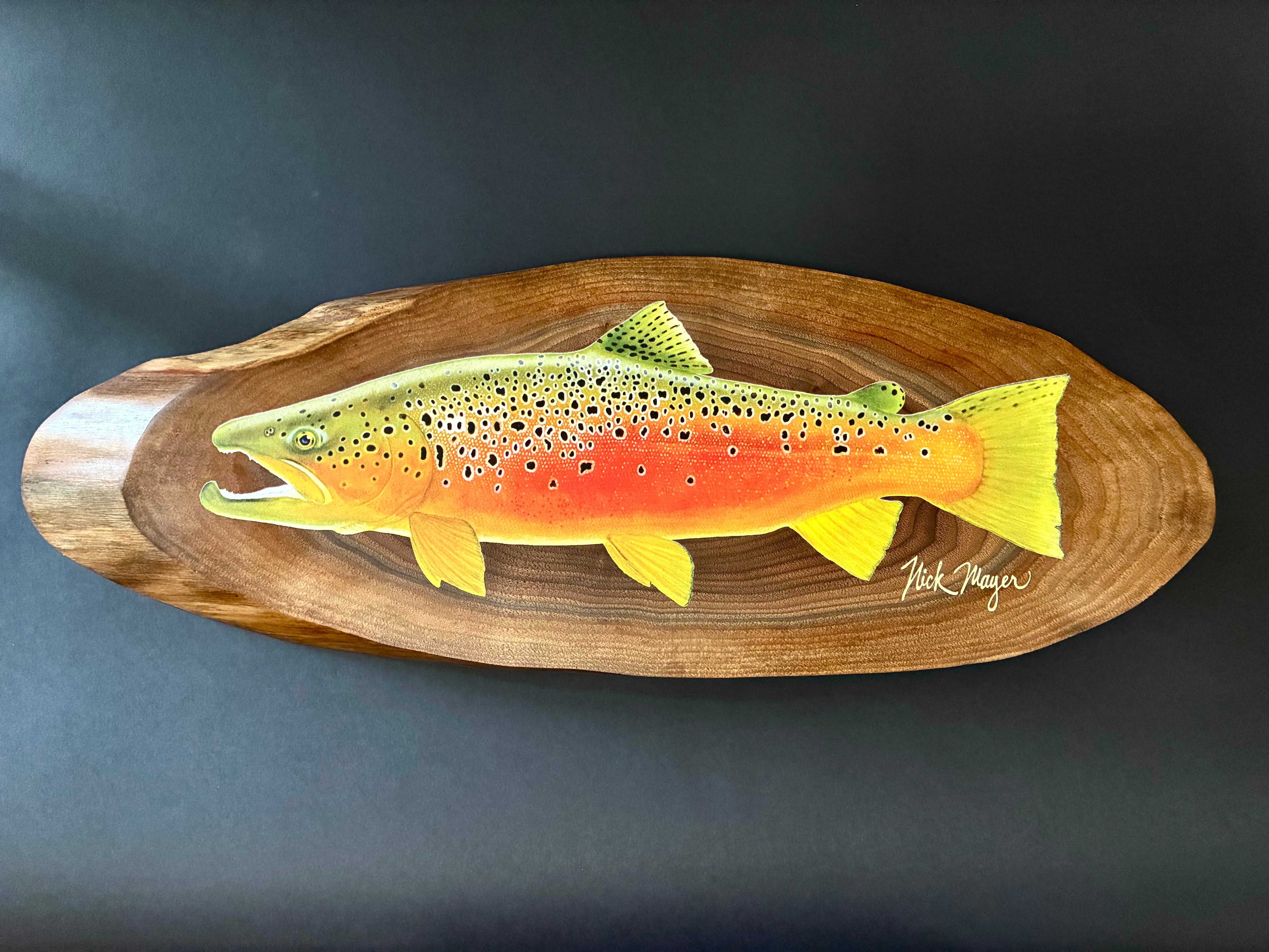 Brown Trout on Walnut Slab - Limited Edition