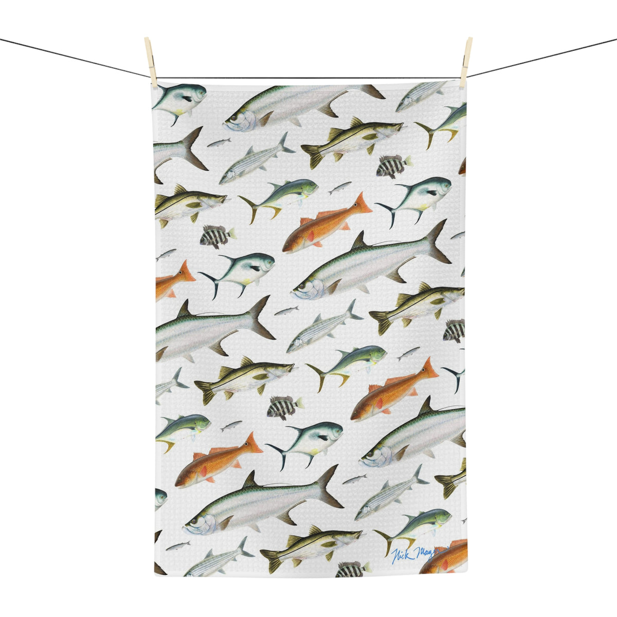 Southern Flats Fish White Soft Kitchen Towel