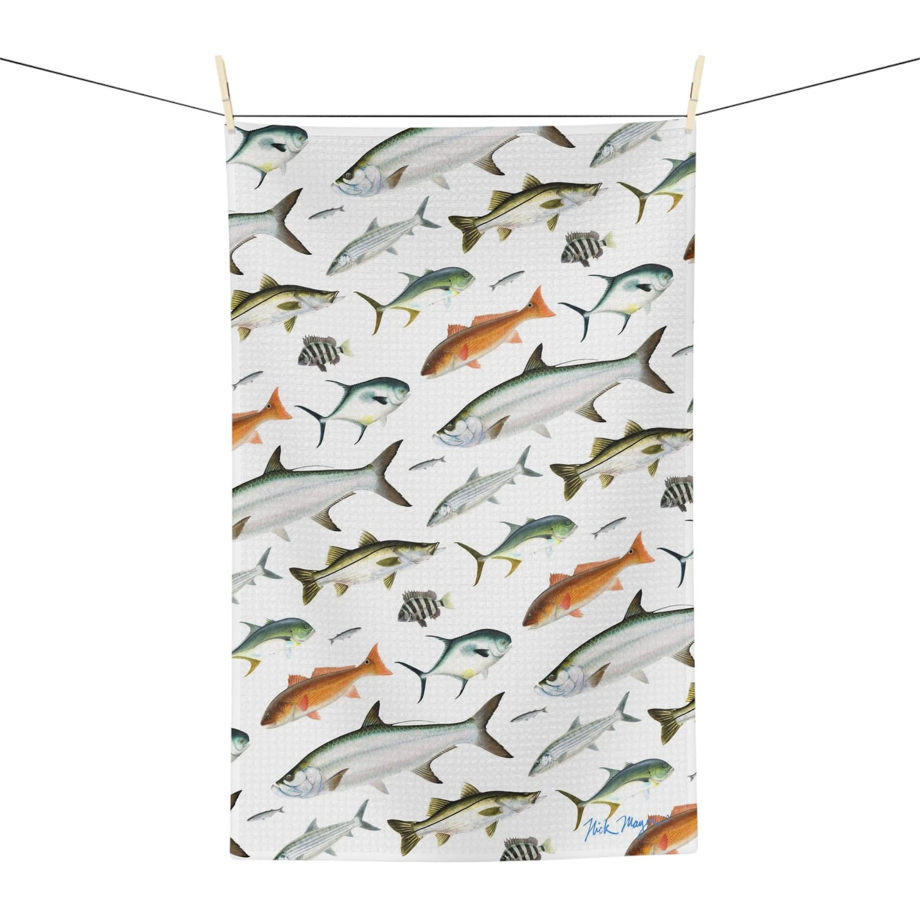 Southern Flats Fish White Soft Kitchen Towel - NEW for Fall 2023!